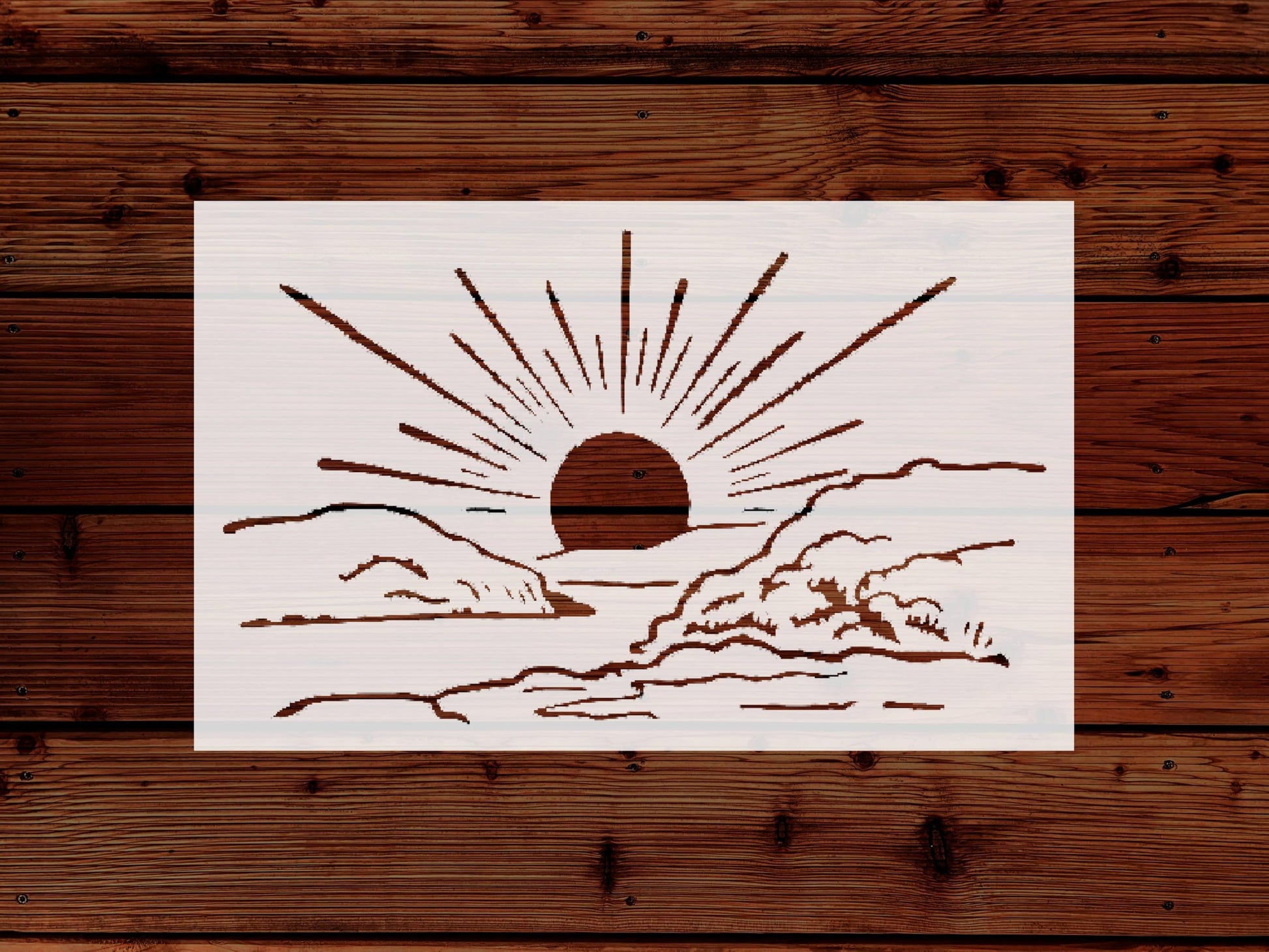 Sunset Stencil, 5x8 Inch, Reusable Plastic, Scenic Nature Crafting and Home Decor, DIY Landscape stencil photo 5