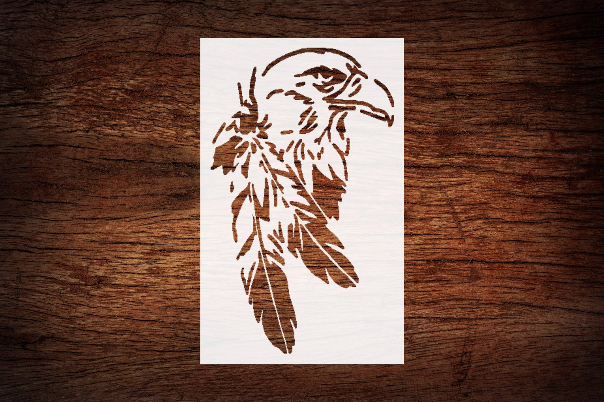 Custom Eagle Feather & Tree Stencil 5" x 8" - Nature-Inspired Design for Artistic Crafts reusable Mylar wall painting stencil