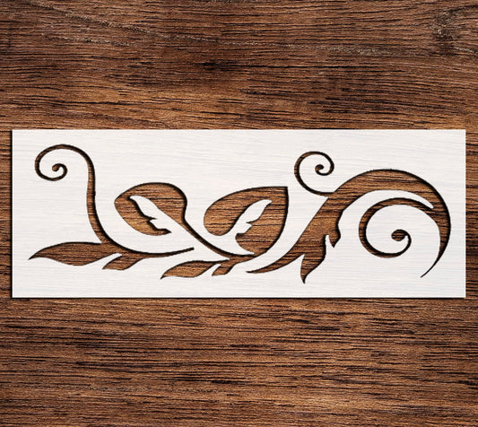 Stencil Leaf Border Design, Plastic Reusable, 3 x 8 inch reusable Mylar wall painting stencil
