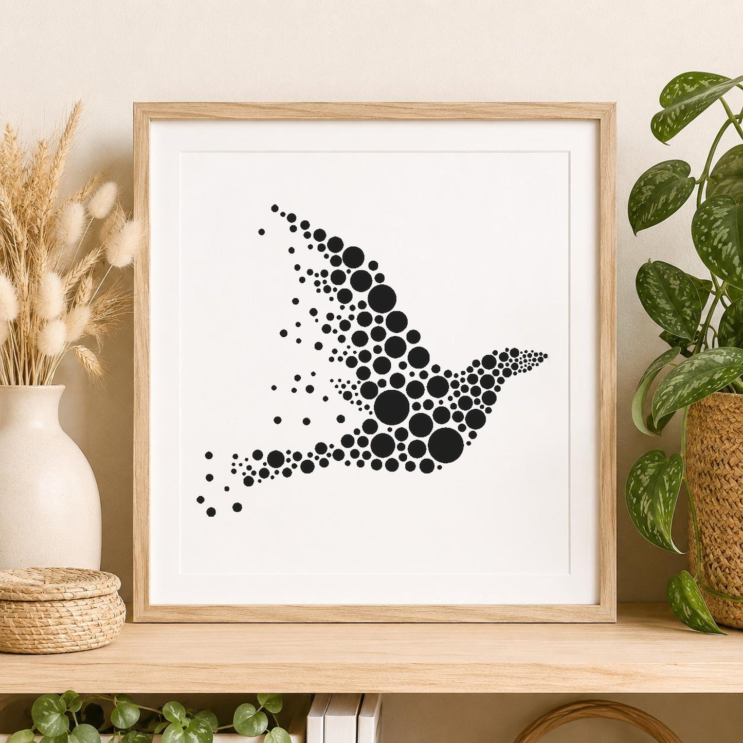 Bird Shape Made Of Circles In stencil photo 2