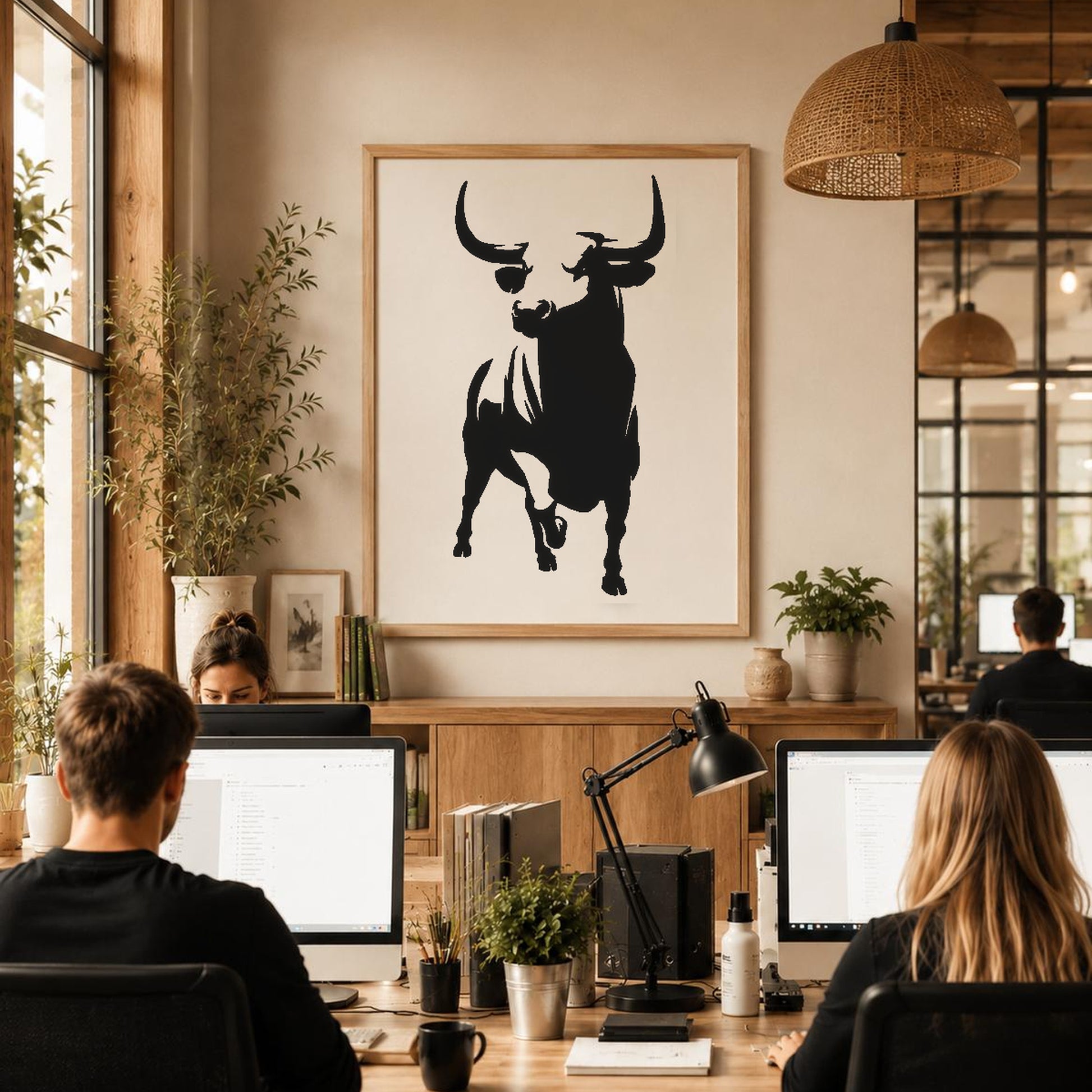 Bull Standing With Horns And Features stencil photo 6