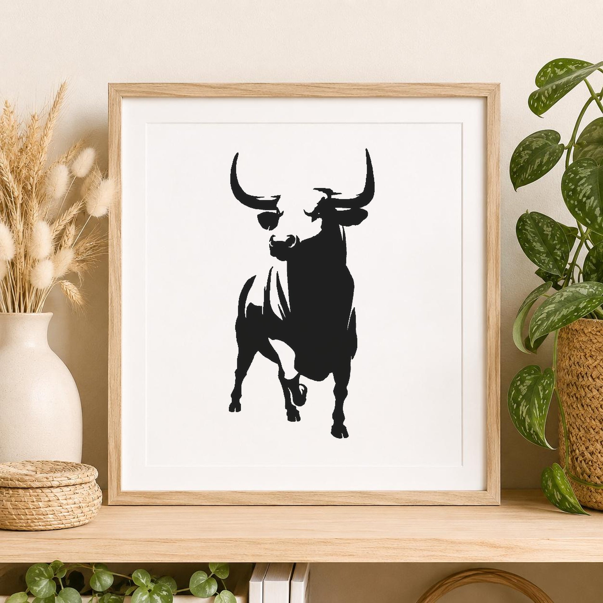 Bull Standing With Horns And Features stencil photo 2
