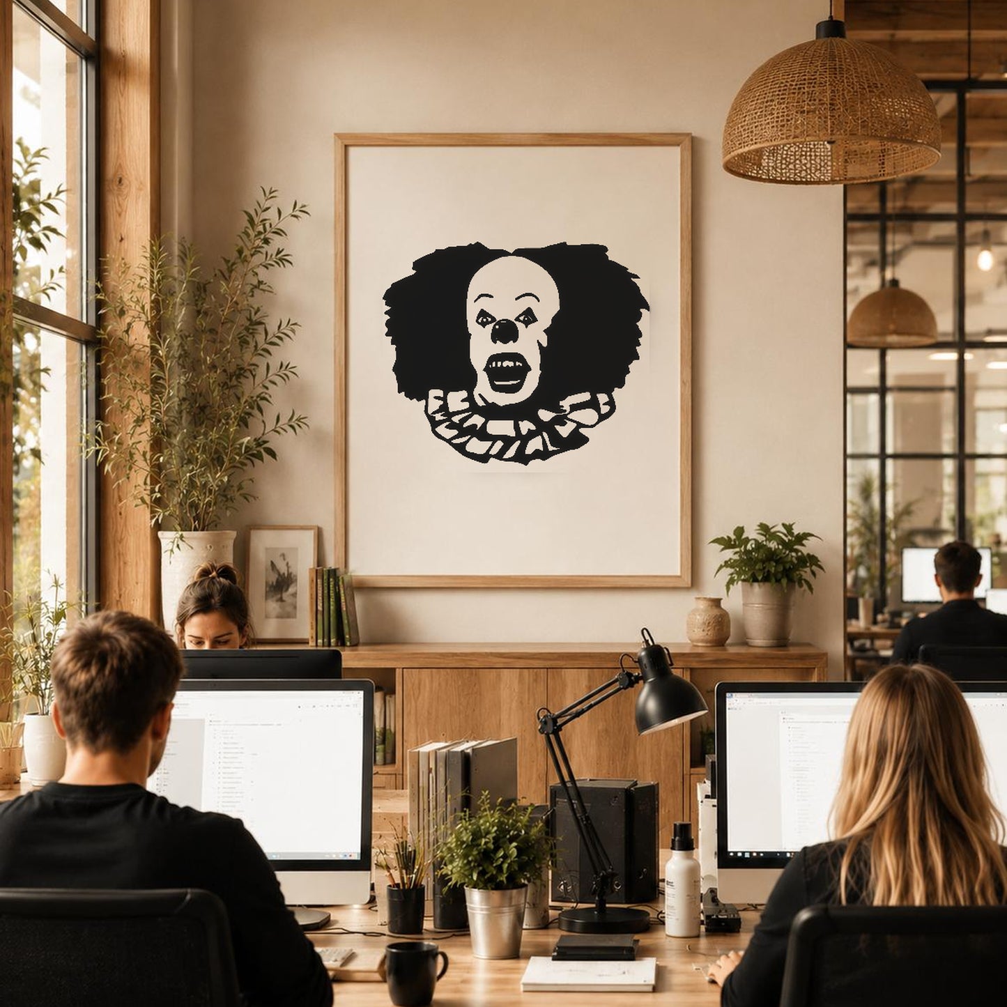 Clown Face With Large Hair And stencil photo 6