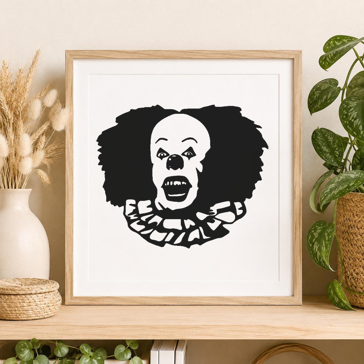 Clown Face With Large Hair And stencil photo 2