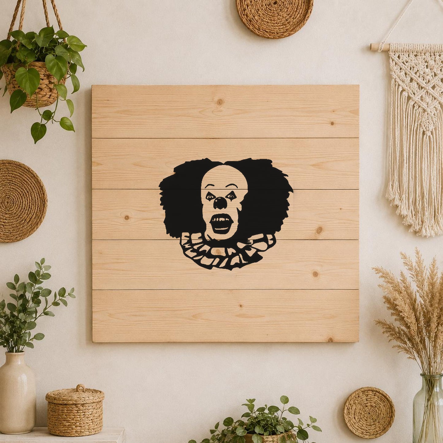 Clown Face With Large Hair And stencil photo 3