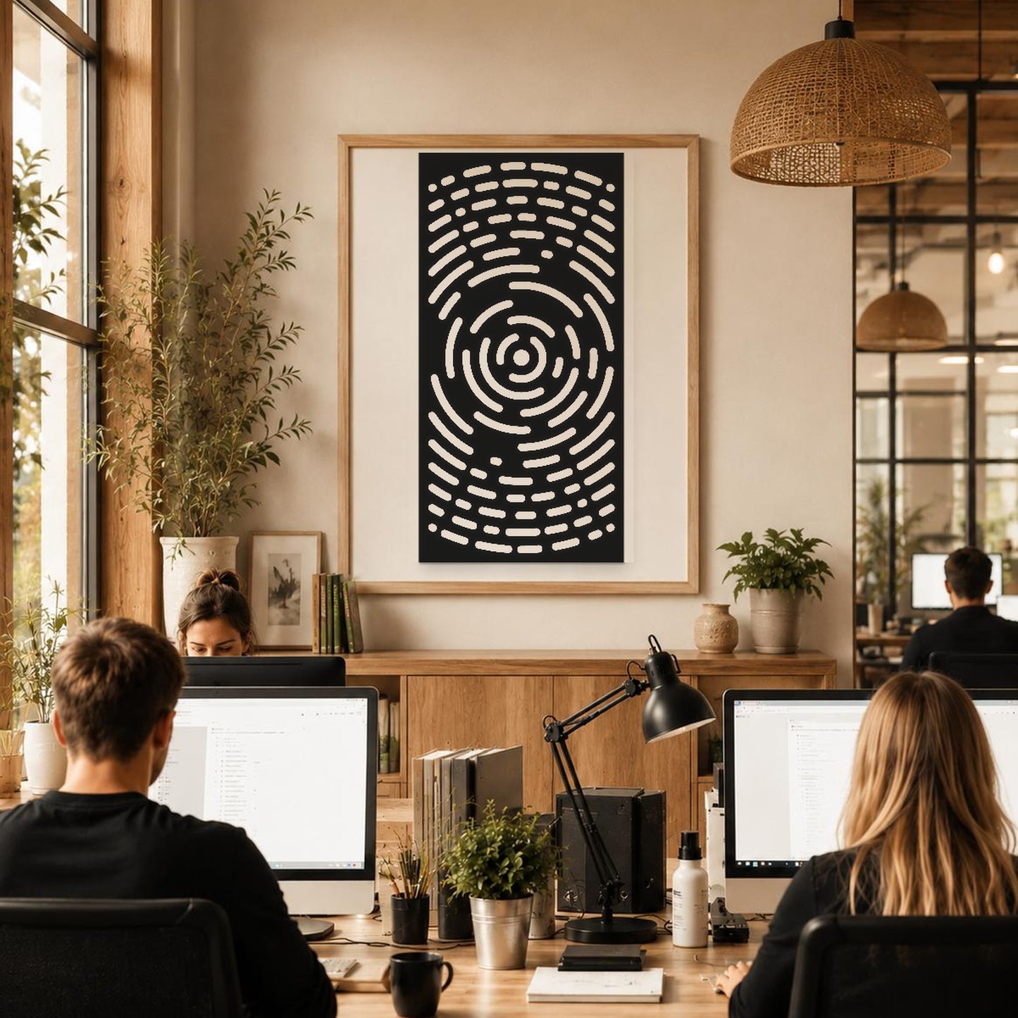 Concentric Circles And Curved Arranged In stencil photo 6