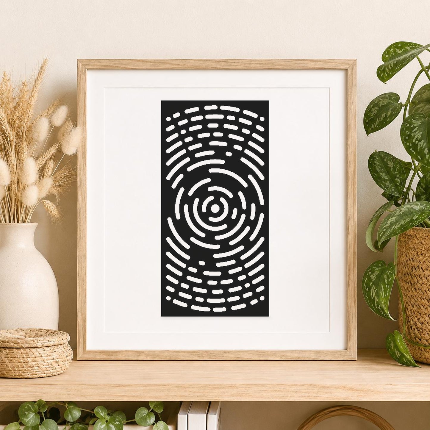 Concentric Circles And Curved Arranged In stencil photo 2