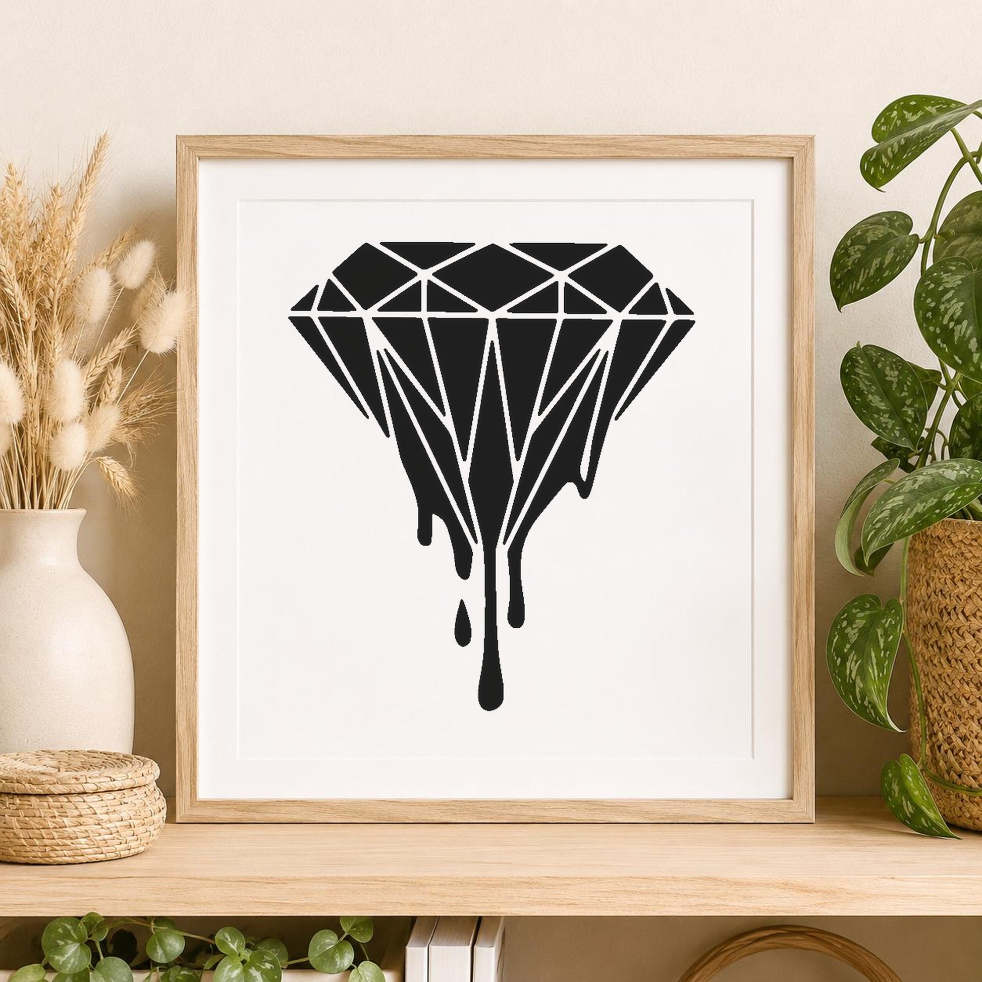 Diamond Shape With Geometric Facets And stencil photo 2