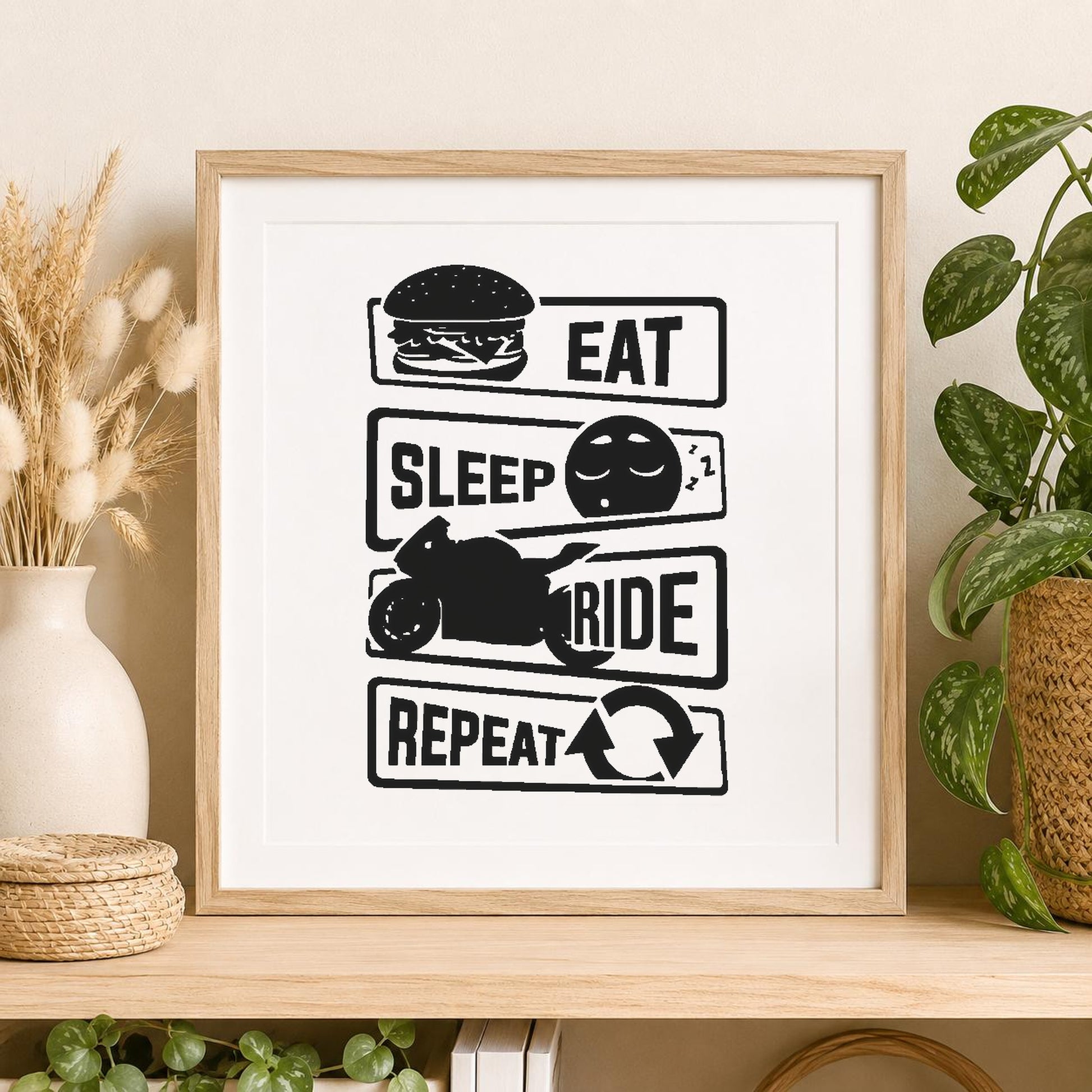 Eat Sleep Ride Repeat Objects Burger stencil photo 2