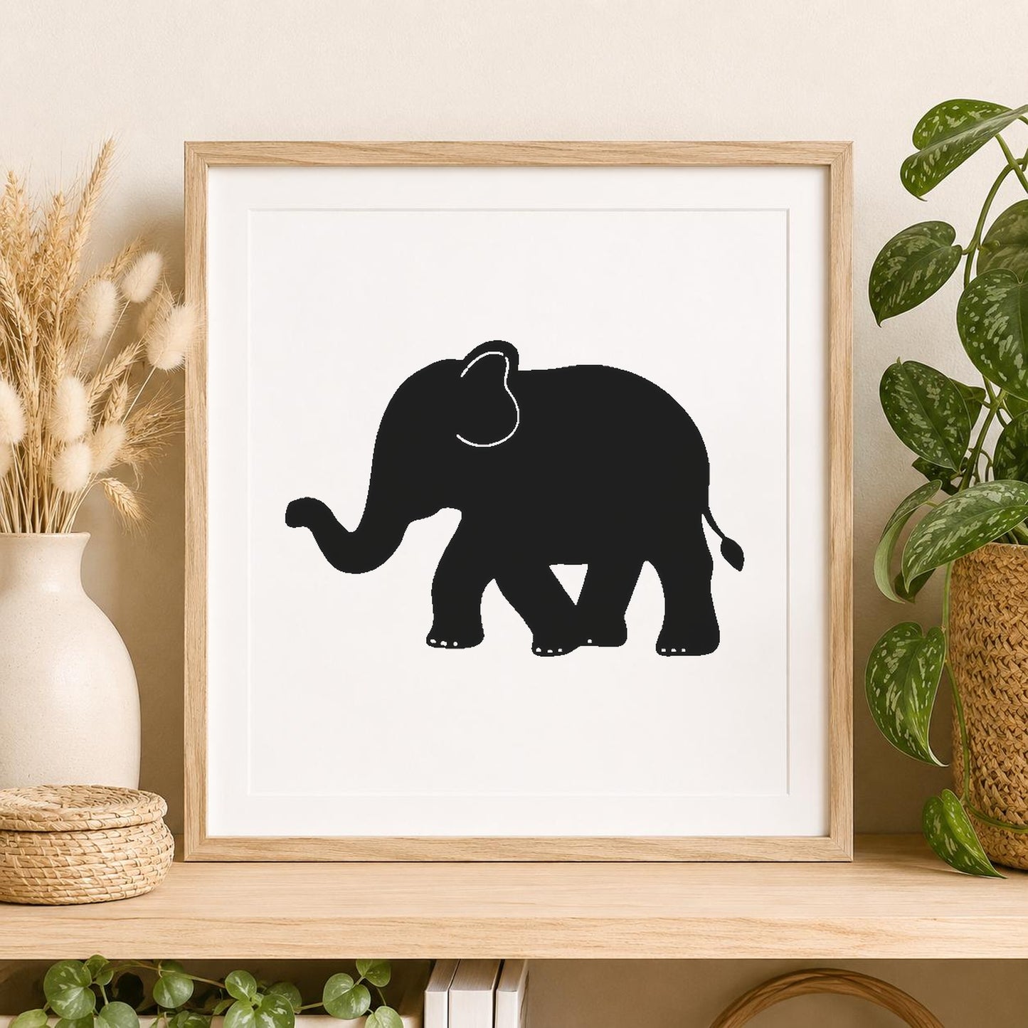 Elephant Walking With Trunk Raised One stencil photo 2