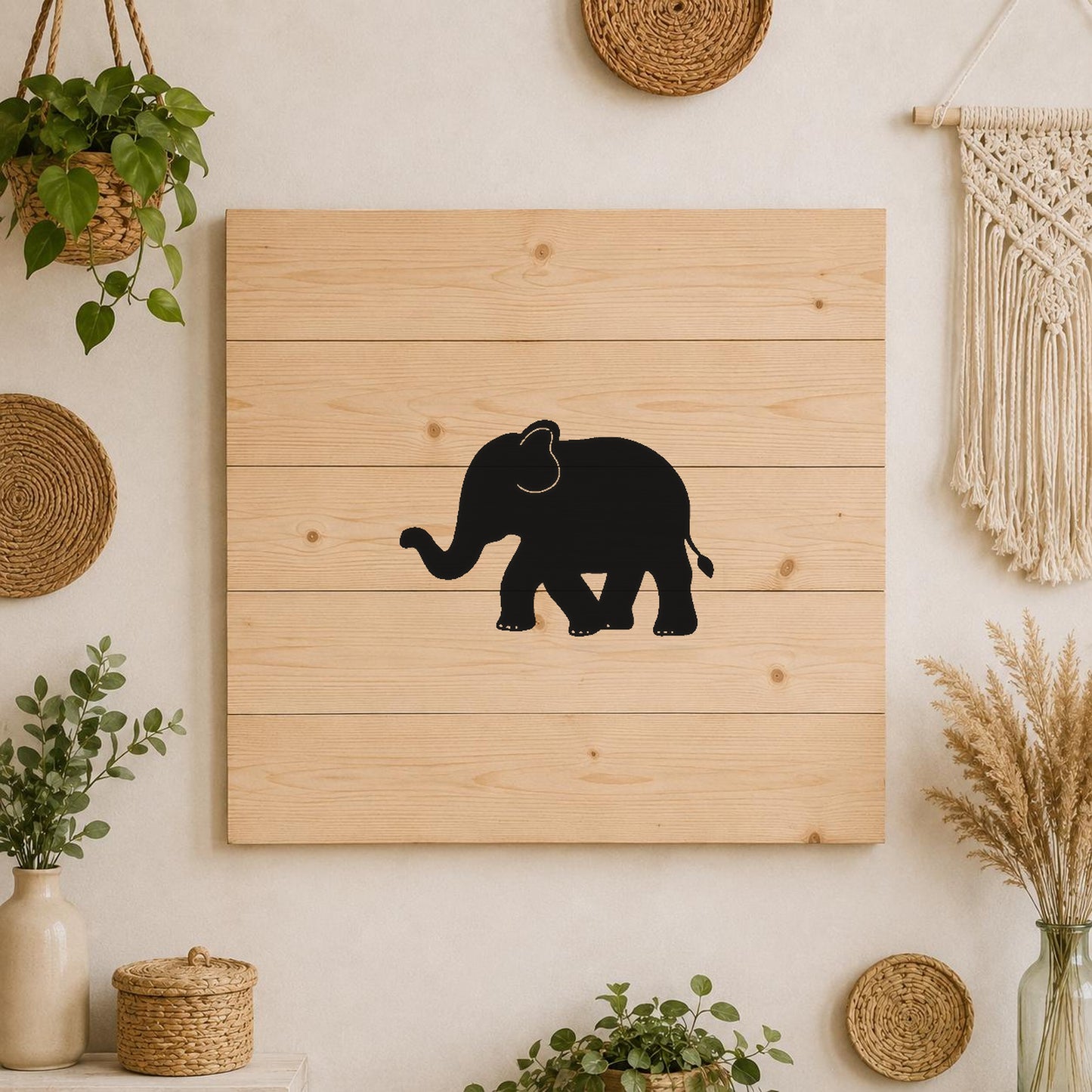 Elephant Walking With Trunk Raised One stencil photo 3
