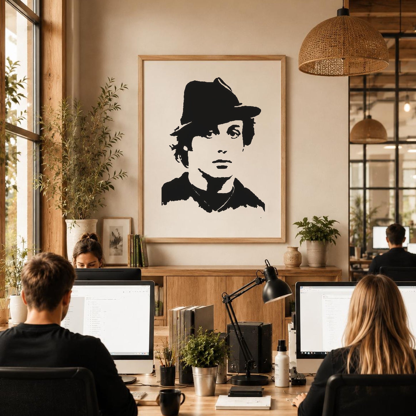 Face With Hat And Hair Looking stencil photo 6