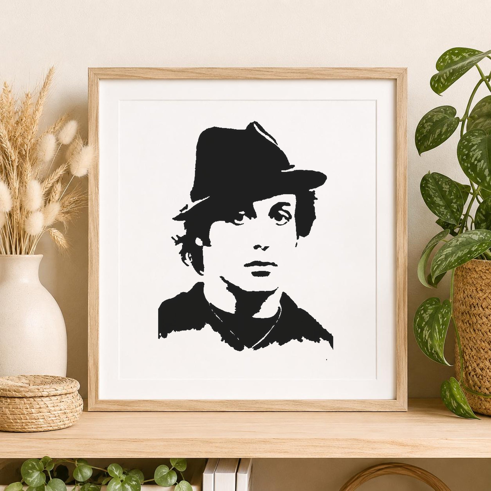 Face With Hat And Hair Looking stencil photo 2