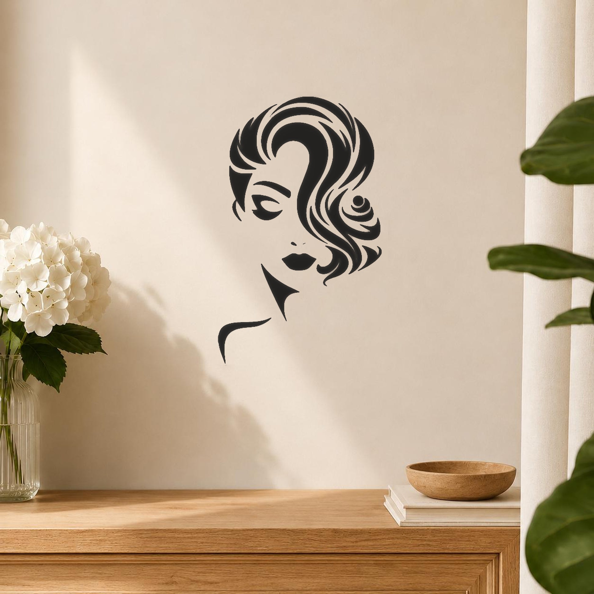 Face With Wavy Hair And Closed stencil photo 5
