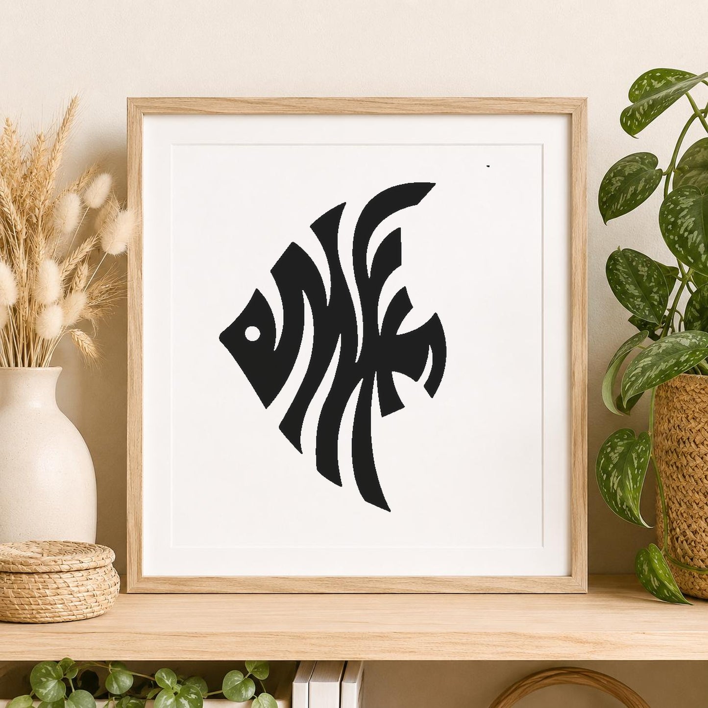 Fish Shape With Curved And Circular stencil photo 2