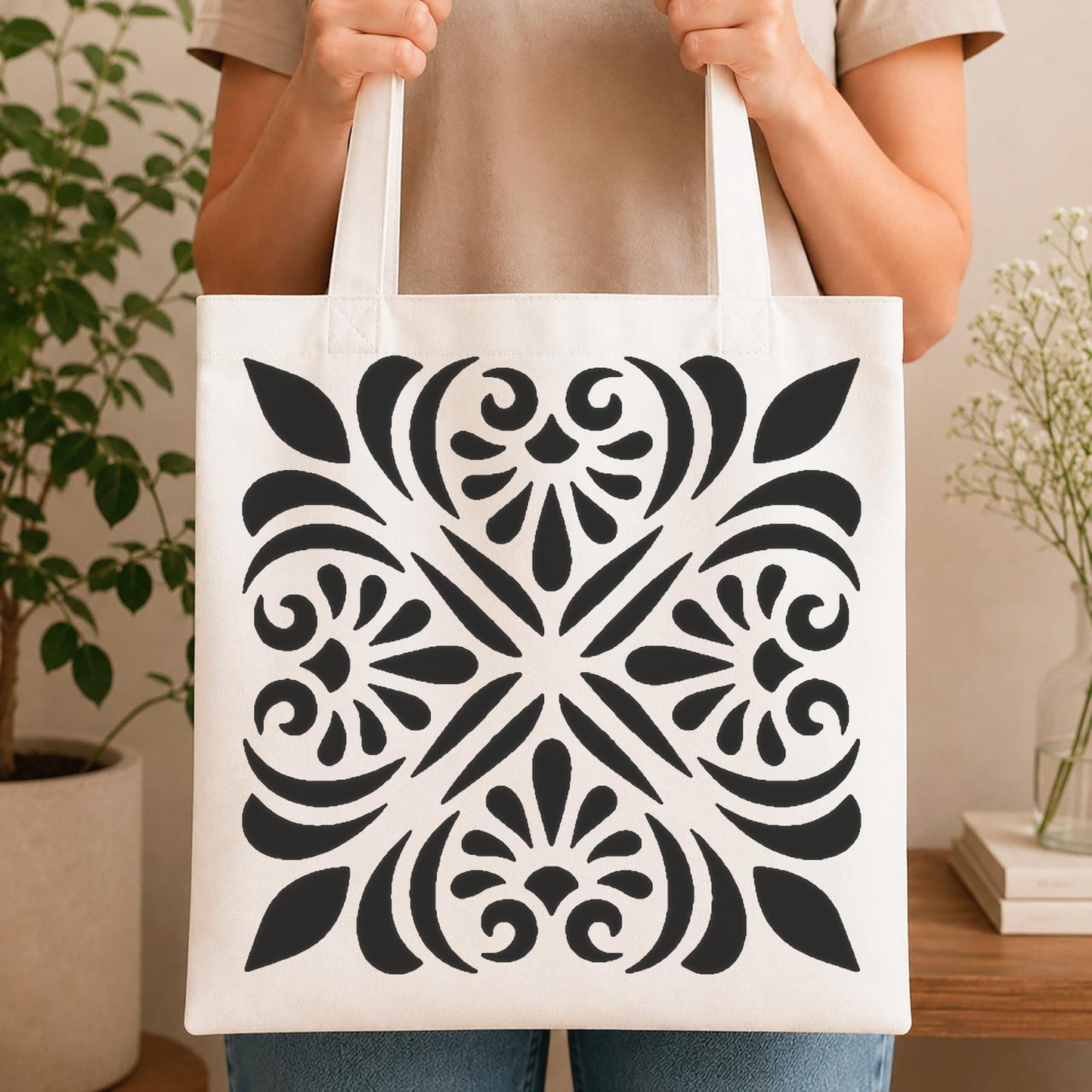 Floral Shapes With Leaves Symmetrical Arrangements stencil photo 4