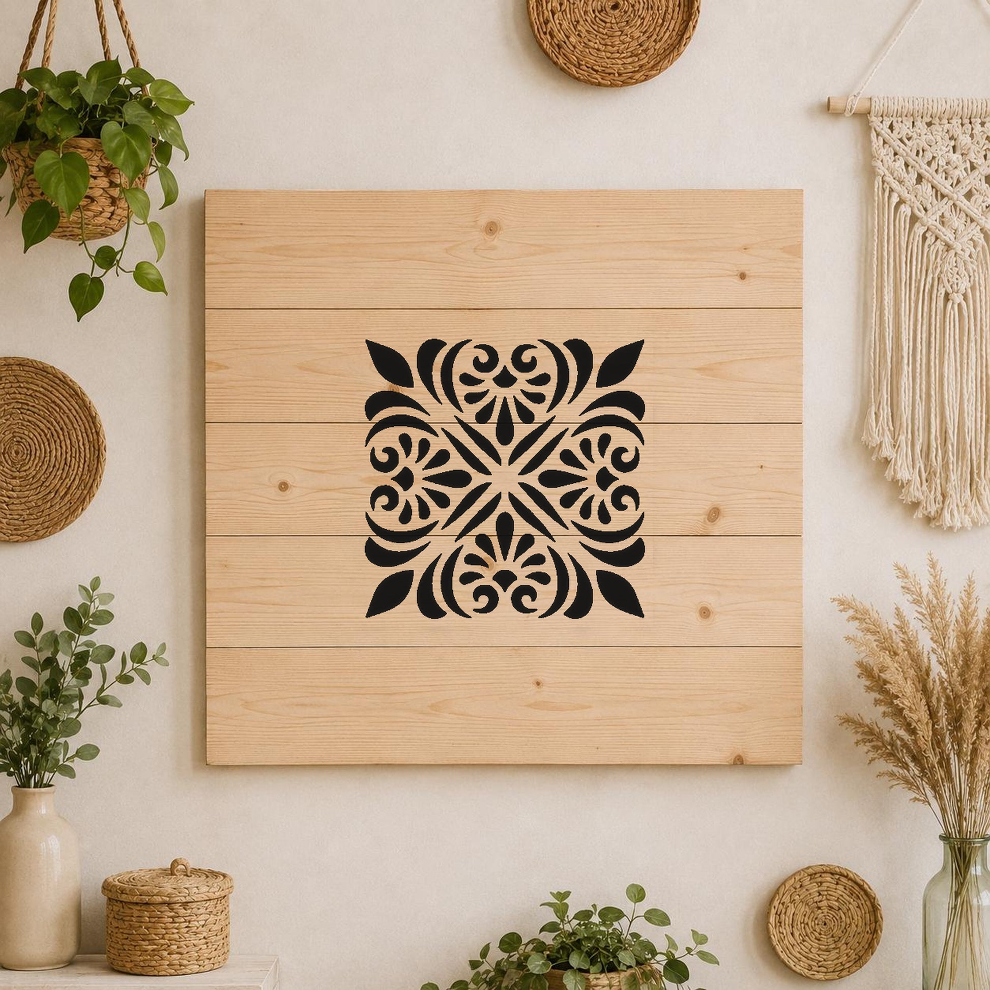 Floral Shapes With Leaves Symmetrical Arrangements stencil photo 3