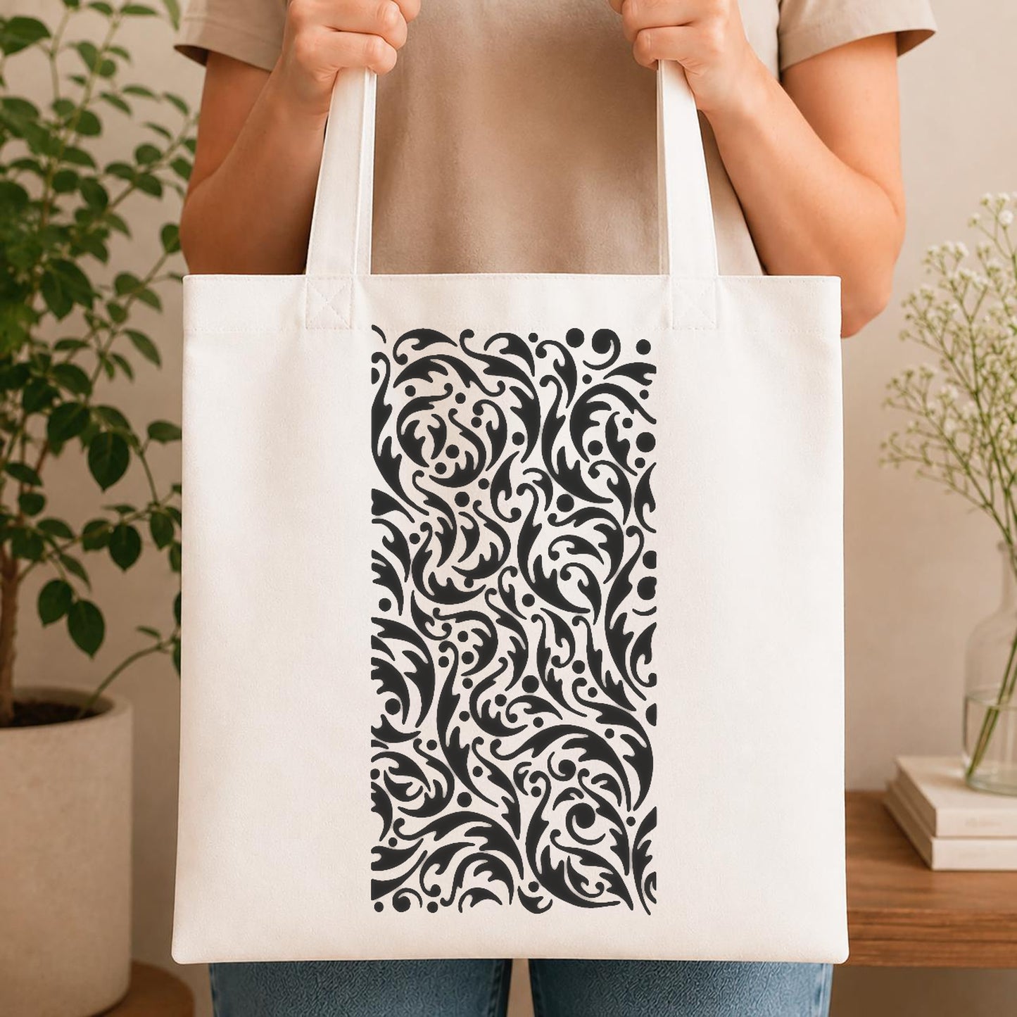 Floral Shapes With Swirling Curves And stencil photo 4