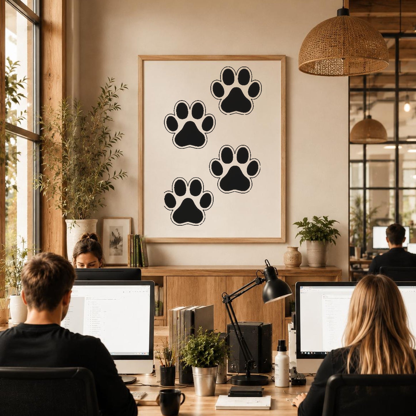 Four Paw Prints Arranged In Scattered stencil photo 6