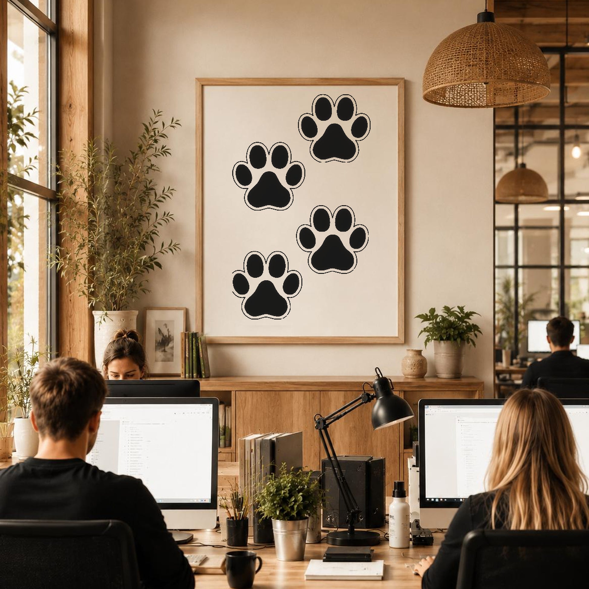 Four Paw Prints Arranged In Scattered stencil photo 6