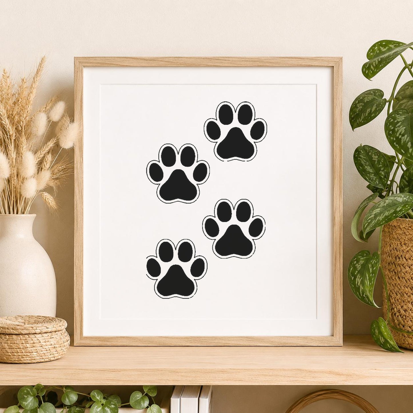 Four Paw Prints Arranged In Scattered stencil photo 2