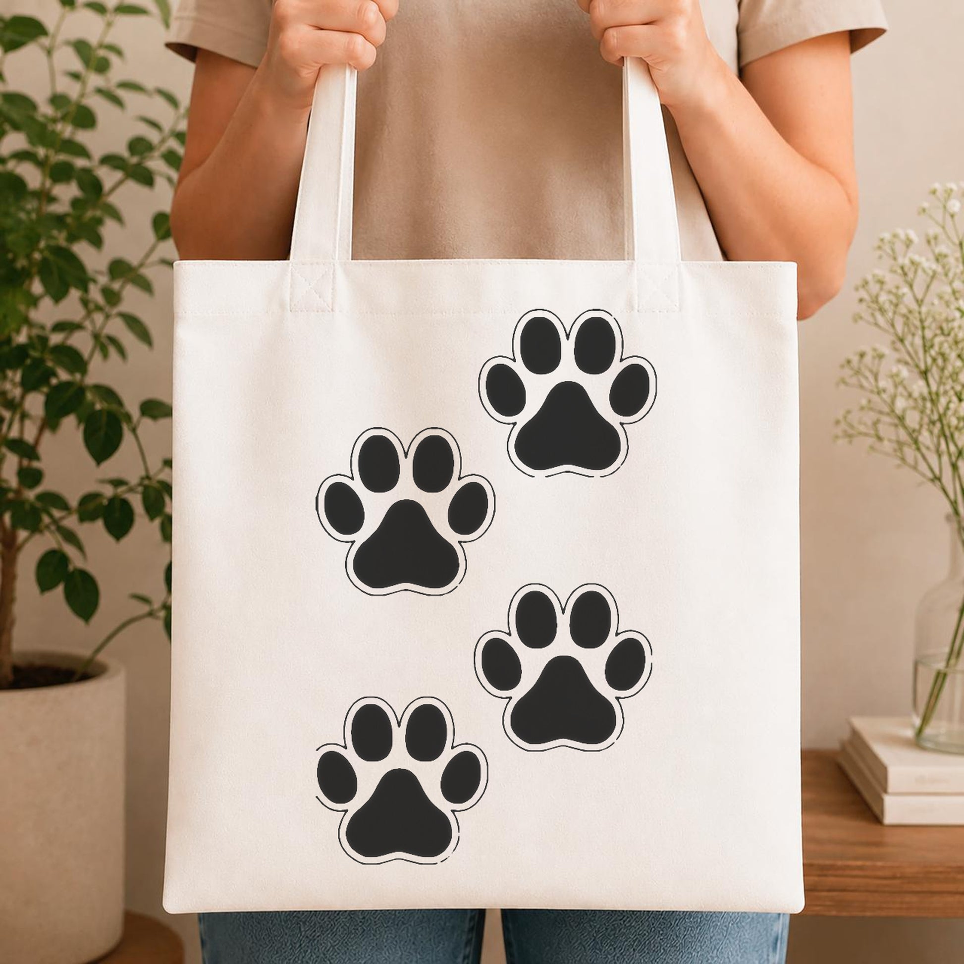 Four Paw Prints Arranged In Scattered stencil photo 4