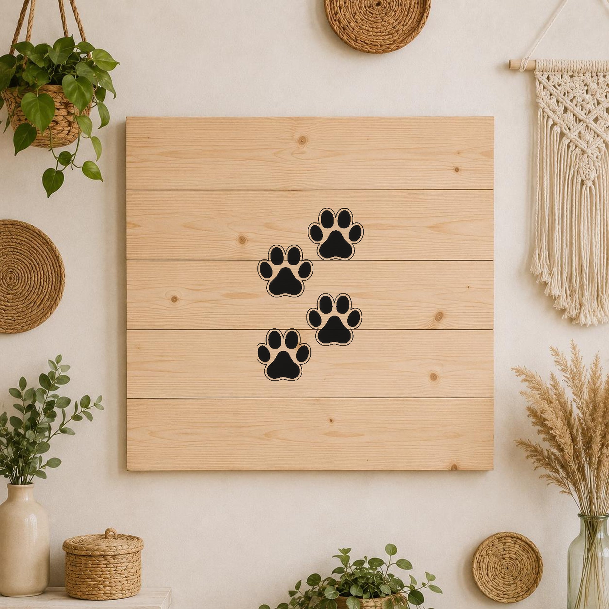 Four Paw Prints Arranged In Scattered stencil photo 3
