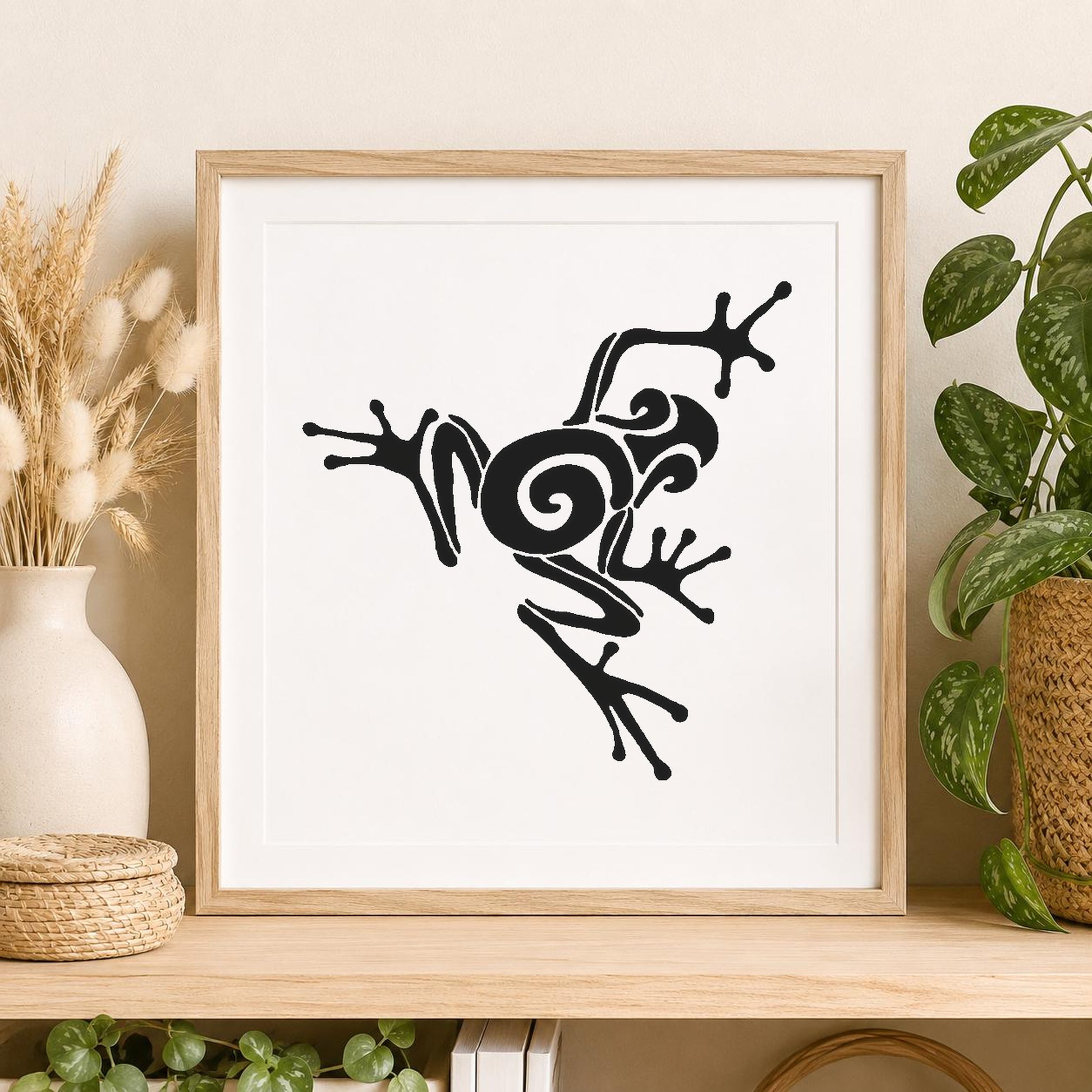 Frog With Extended Limbs And Curled stencil photo 2