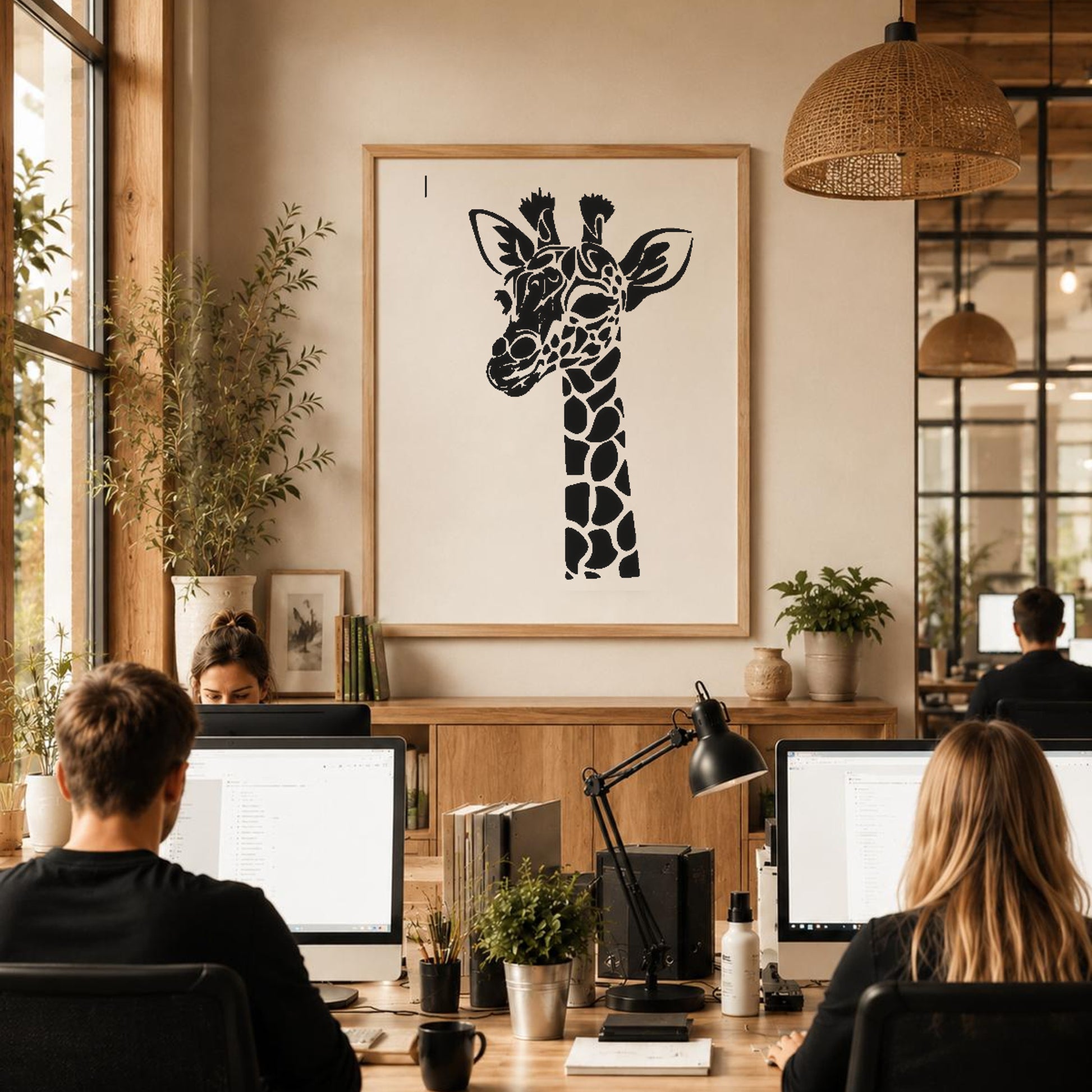 Giraffe Head With Elongated Neck Features stencil photo 6