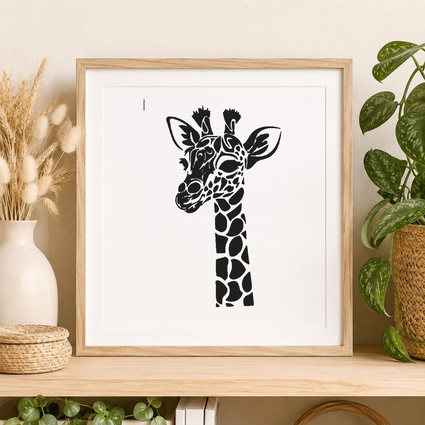 Giraffe Head With Elongated Neck Features stencil photo 2