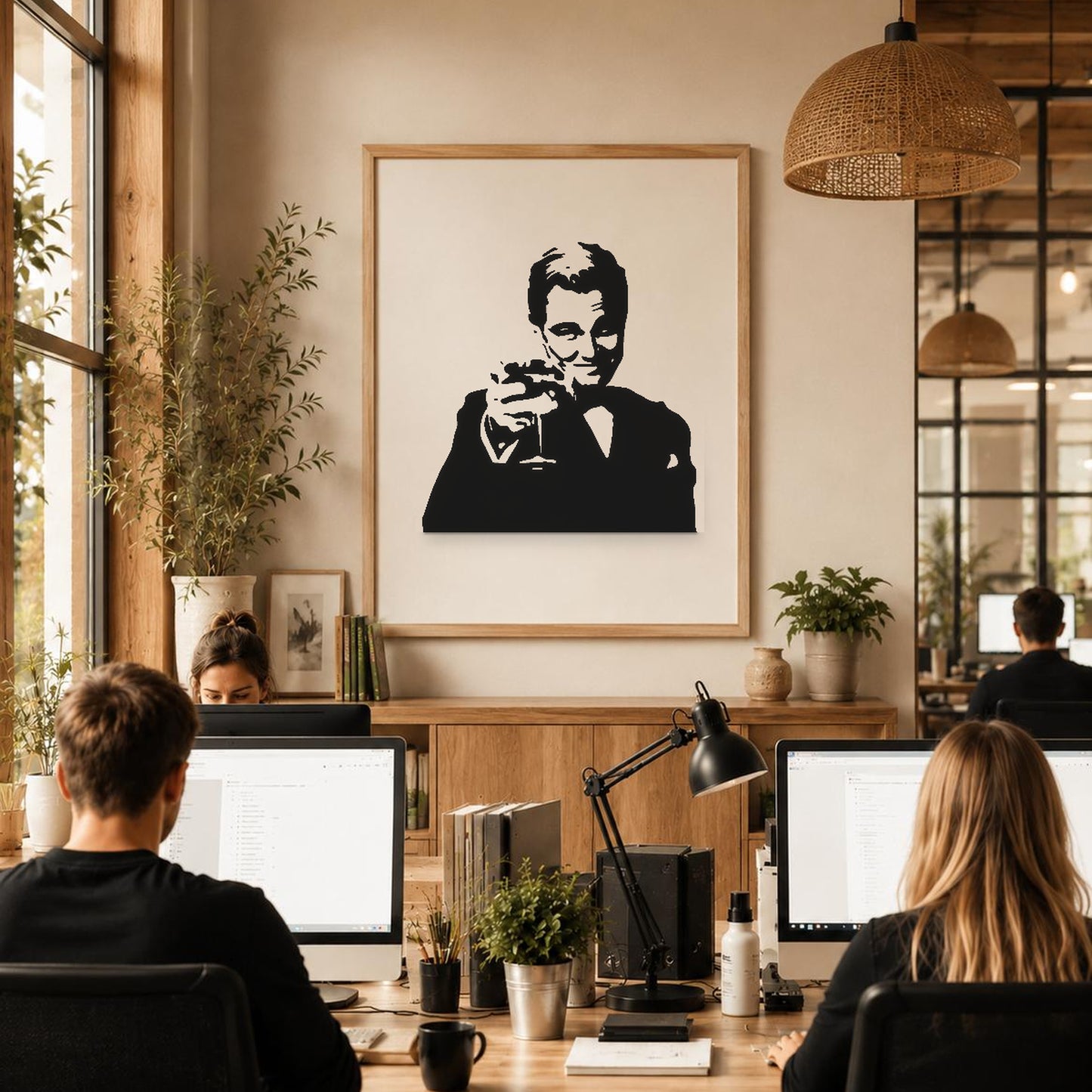 Man Holding Glass With Smile Suit stencil photo 6