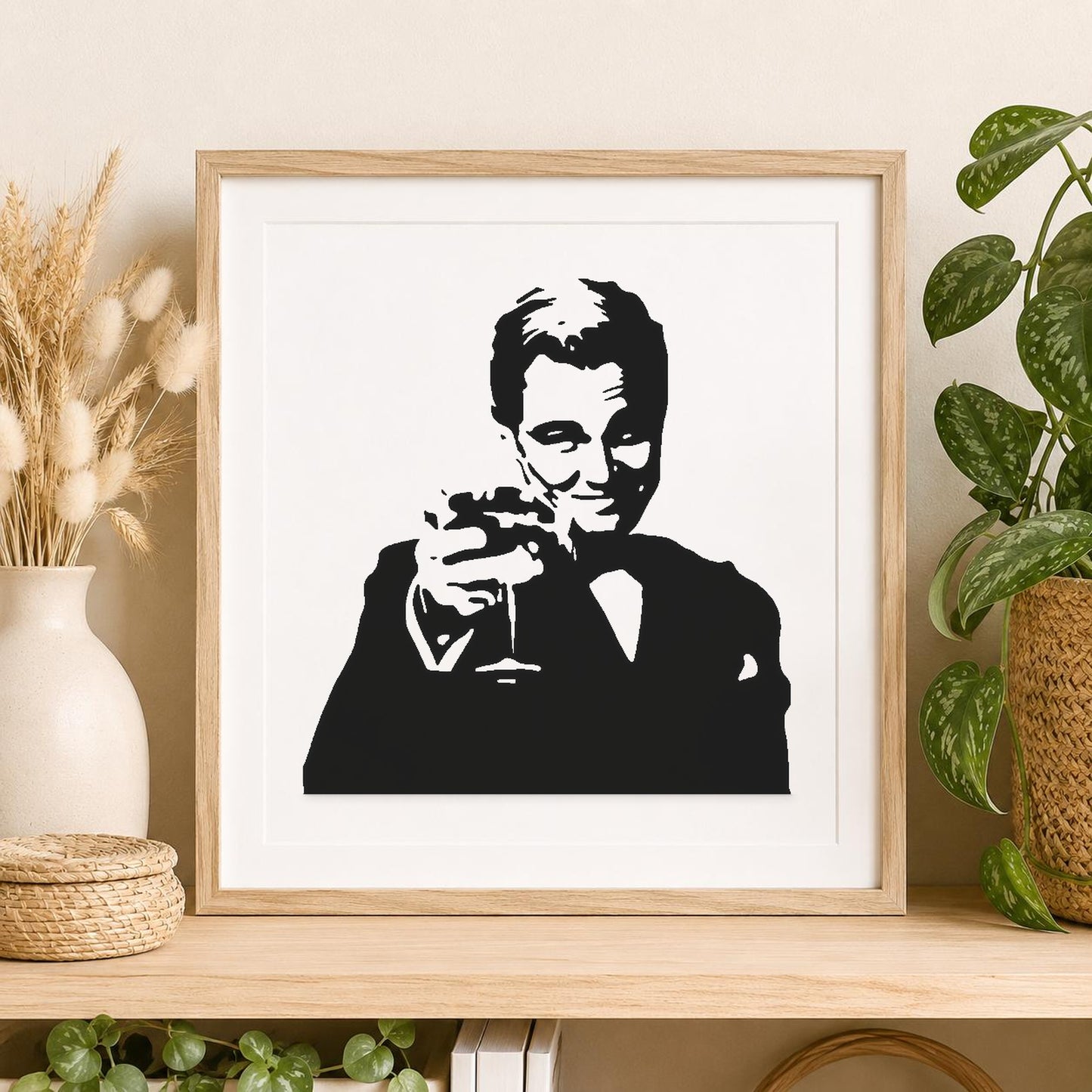 Man Holding Glass With Smile Suit stencil photo 2