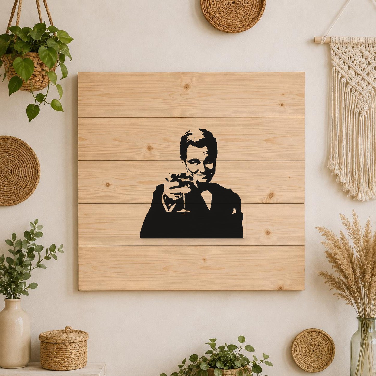 Man Holding Glass With Smile Suit stencil photo 3