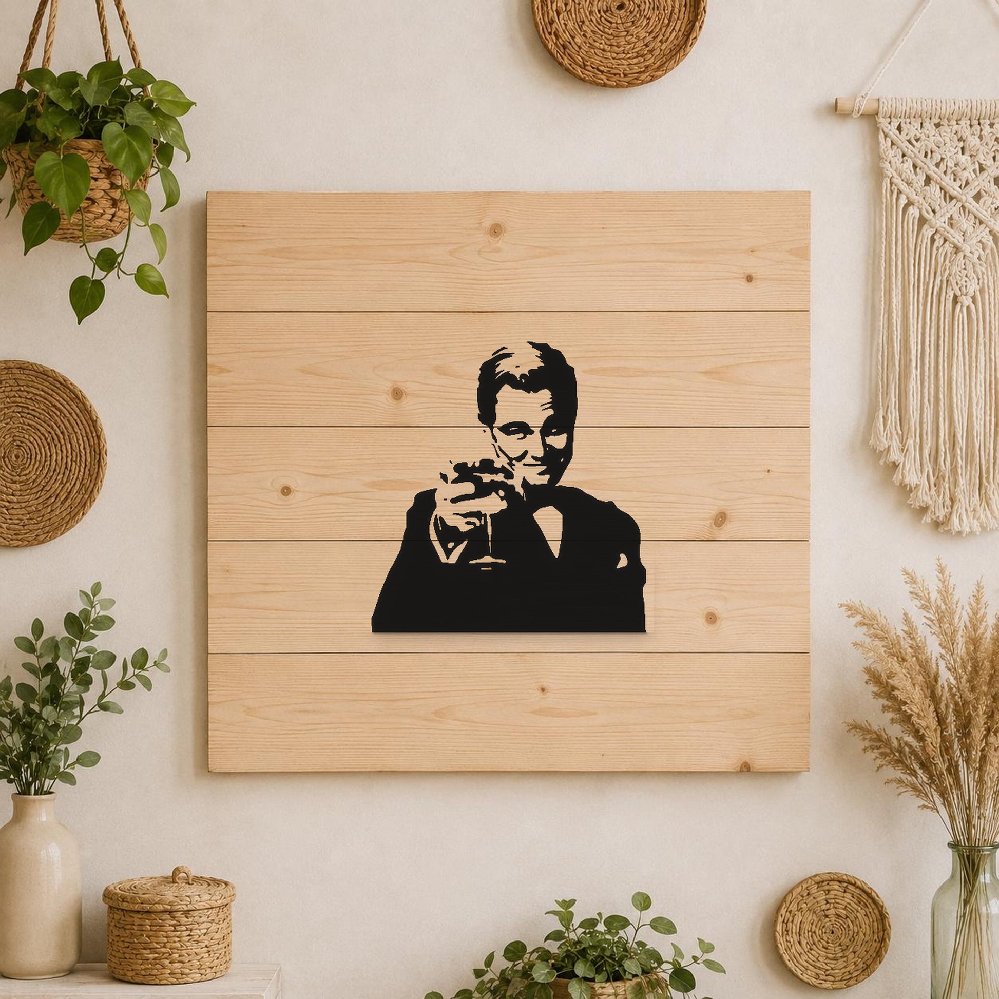 Man Holding Glass With Smile Suit stencil photo 3