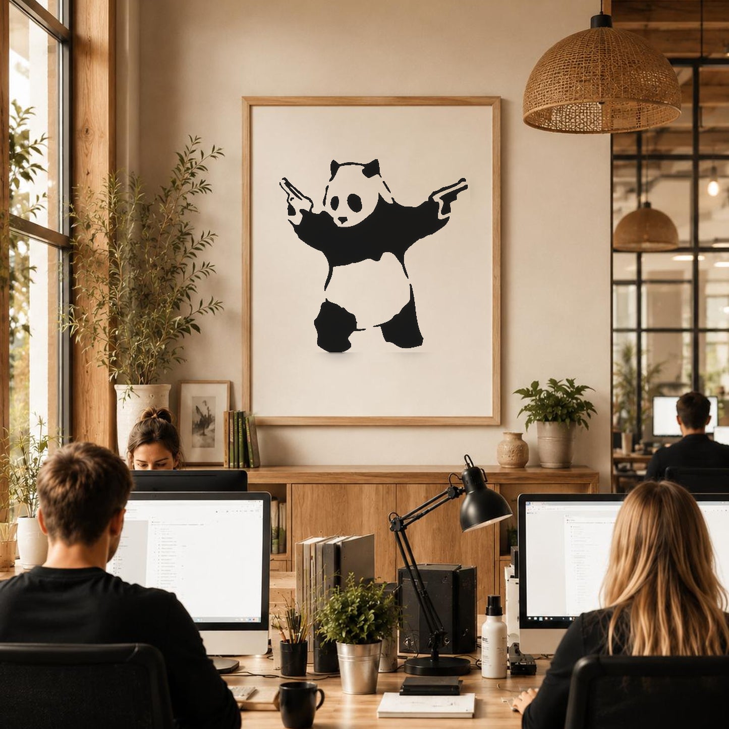 Panda Holding Two Firearms Standing With stencil photo 6