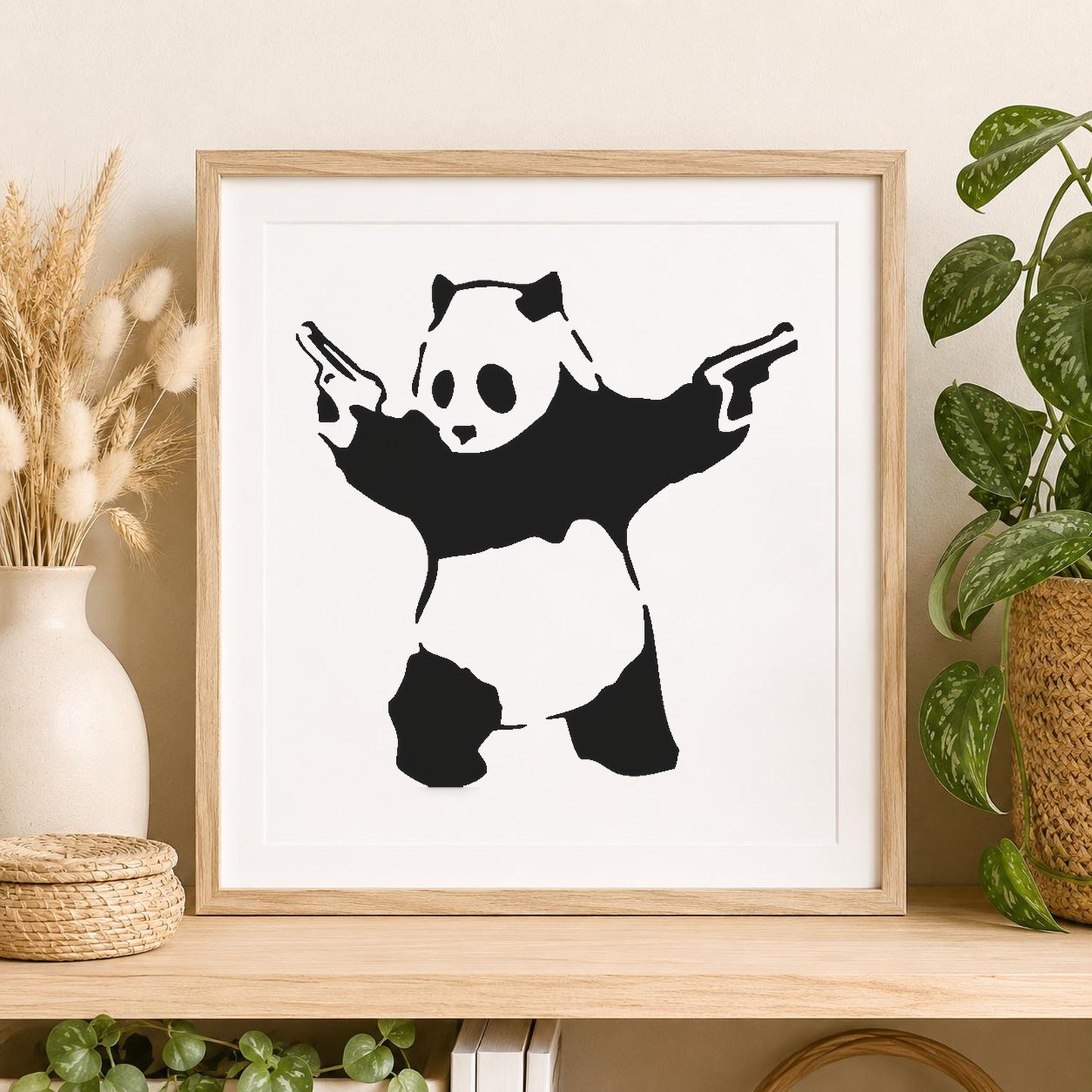 Panda Holding Two Firearms Standing With stencil photo 2