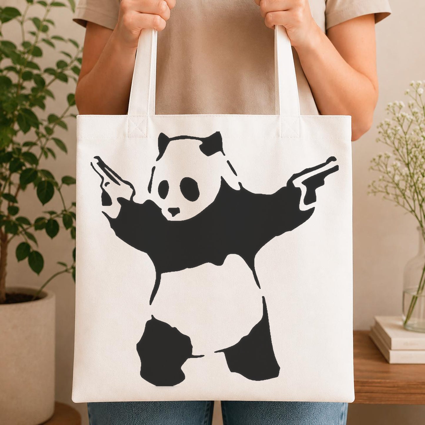 Panda Holding Two Firearms Standing With stencil photo 4
