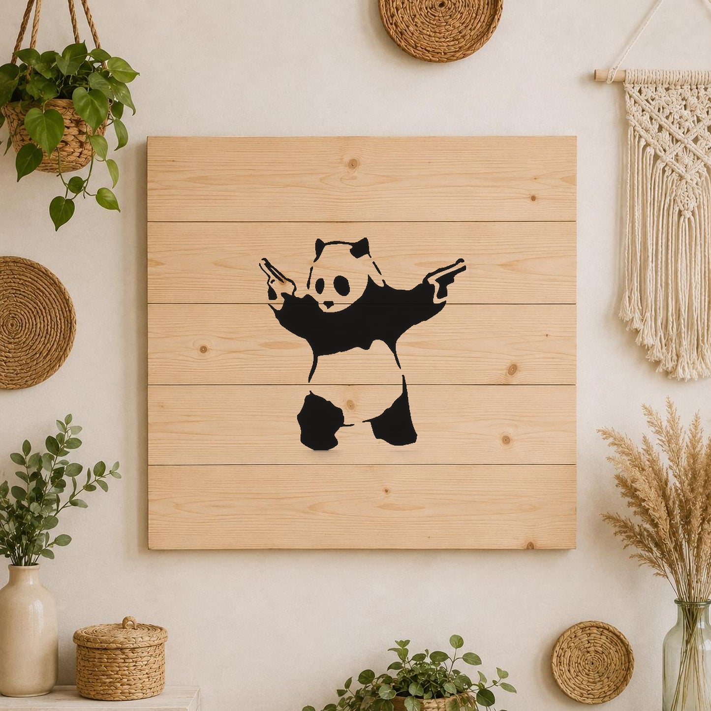 Panda Holding Two Firearms Standing With stencil photo 3