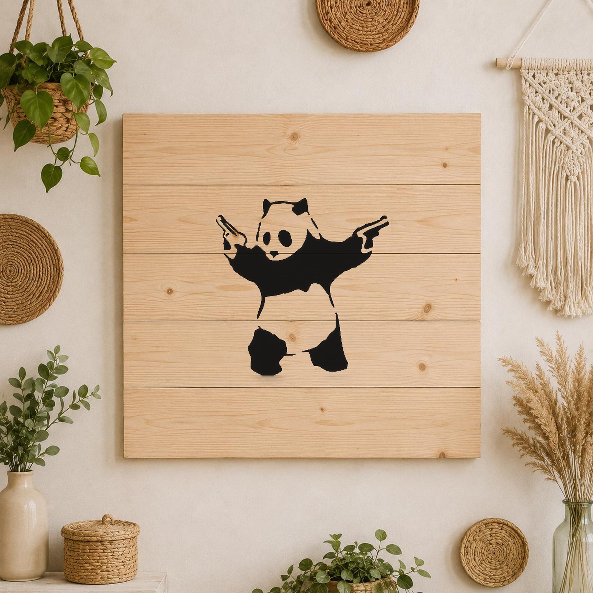 Panda Holding Two Firearms Standing With stencil photo 3