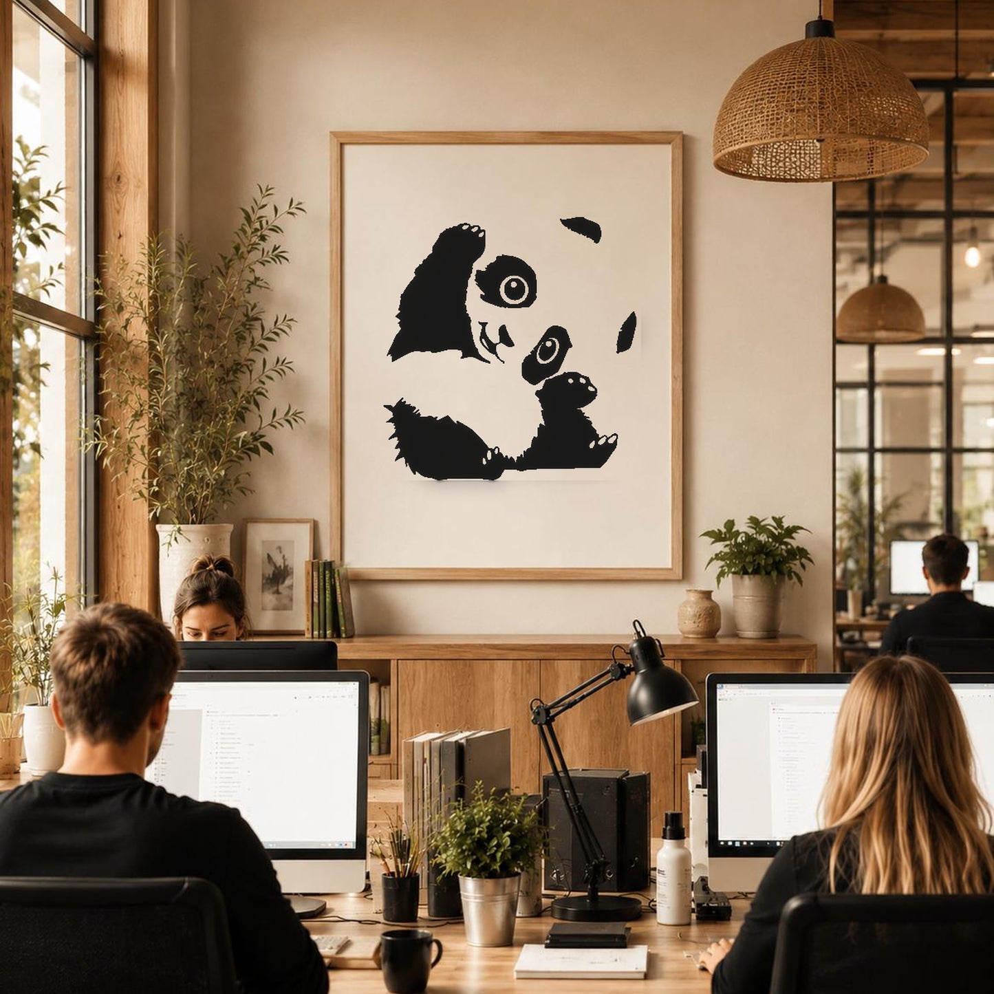 Panda Sitting With Paws Raised Large stencil photo 6