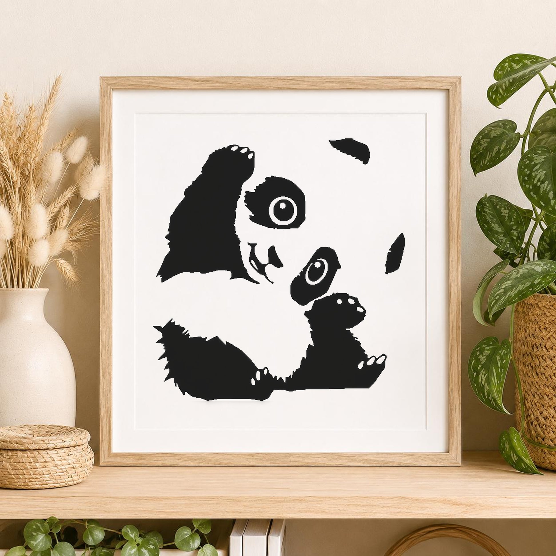 Panda Sitting With Paws Raised Large stencil photo 2