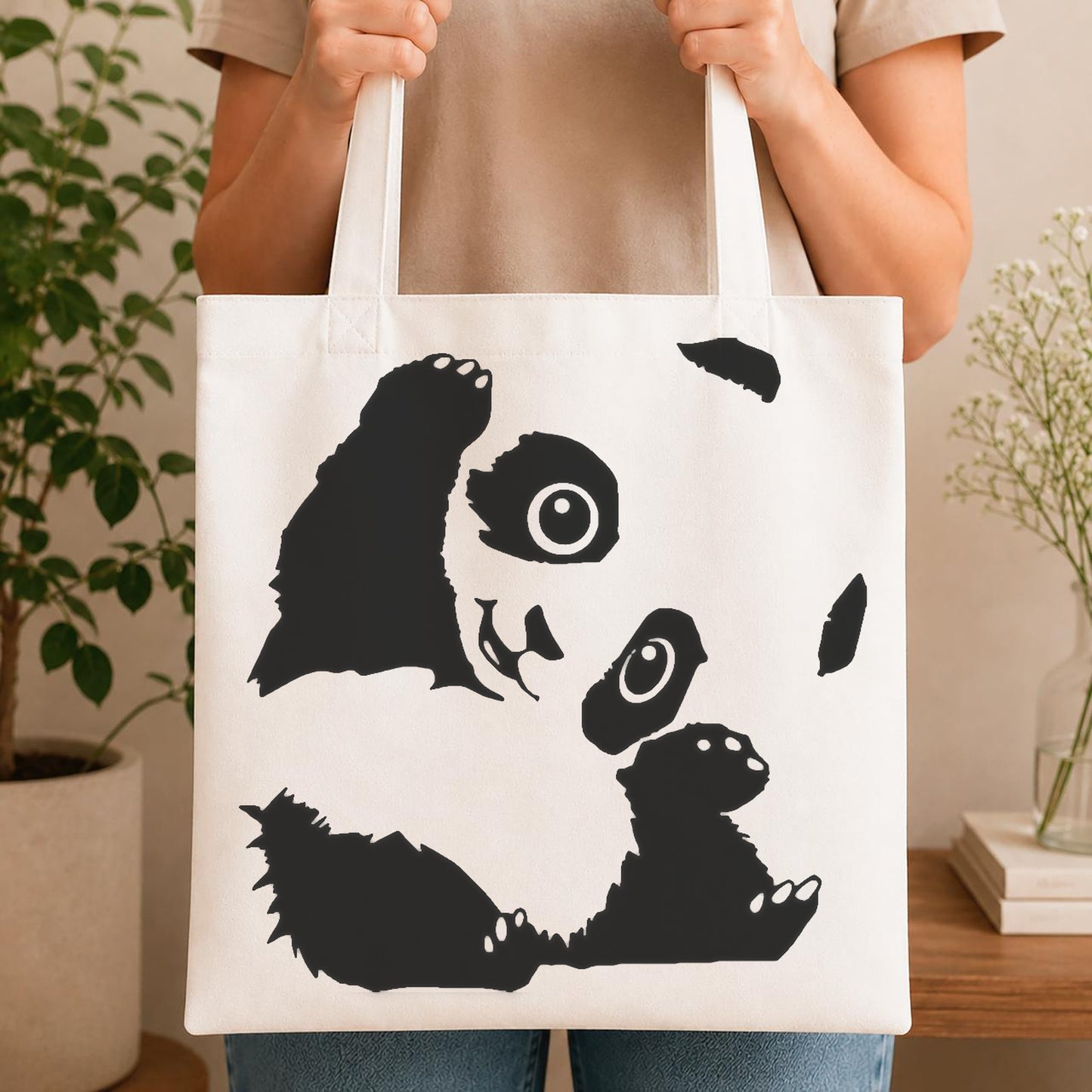 Panda Sitting With Paws Raised Large stencil photo 4
