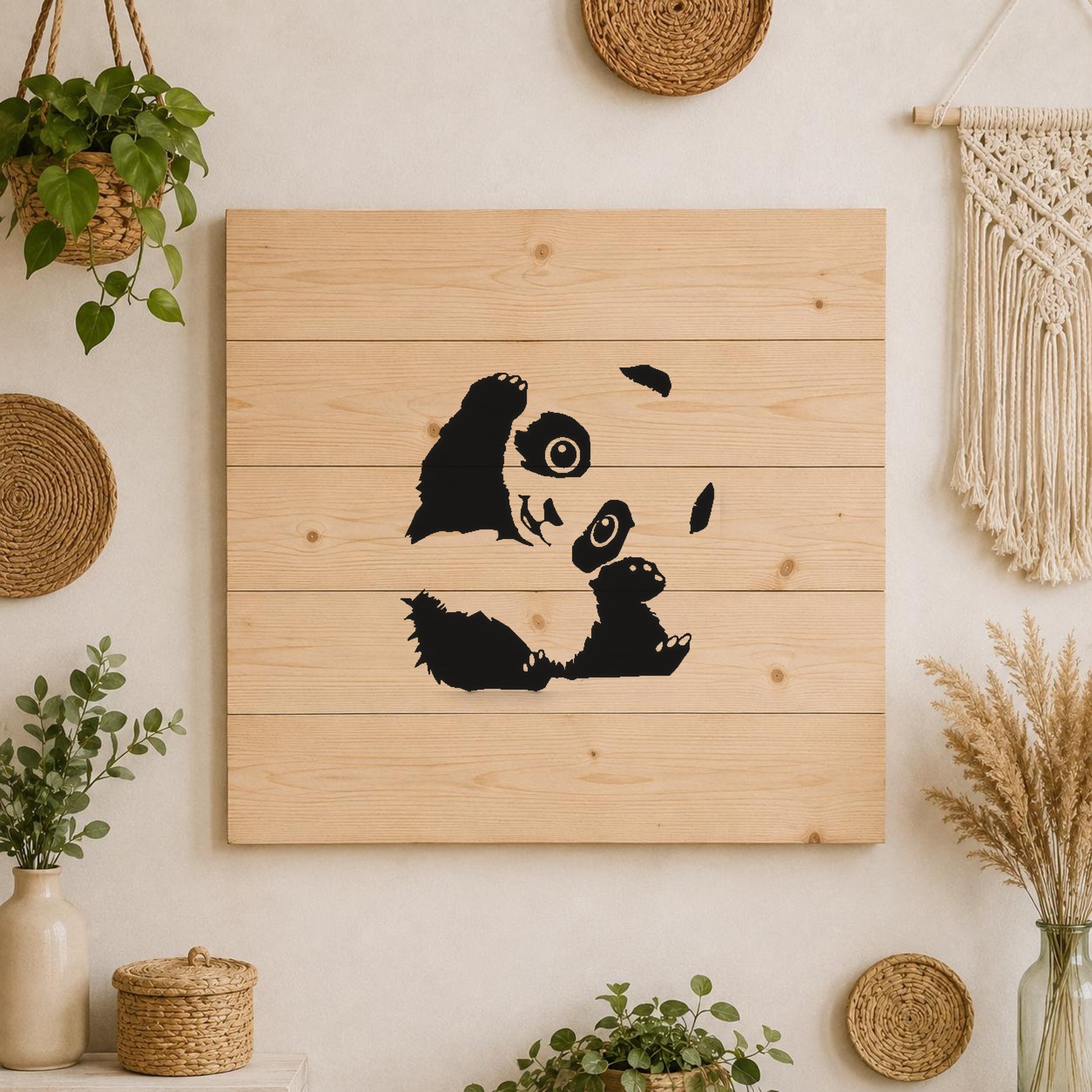 Panda Sitting With Paws Raised Large stencil photo 3