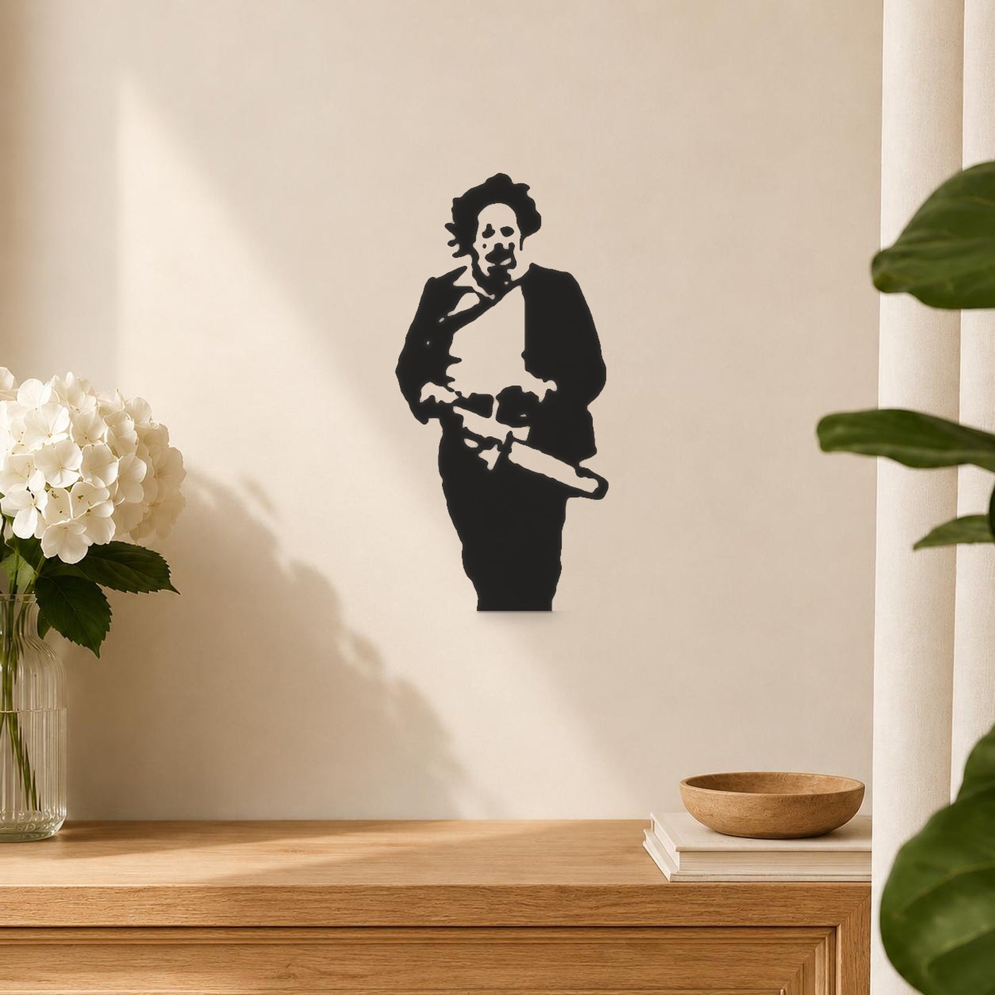 Person Running Holding Chainsaw With Unkempt stencil photo 5