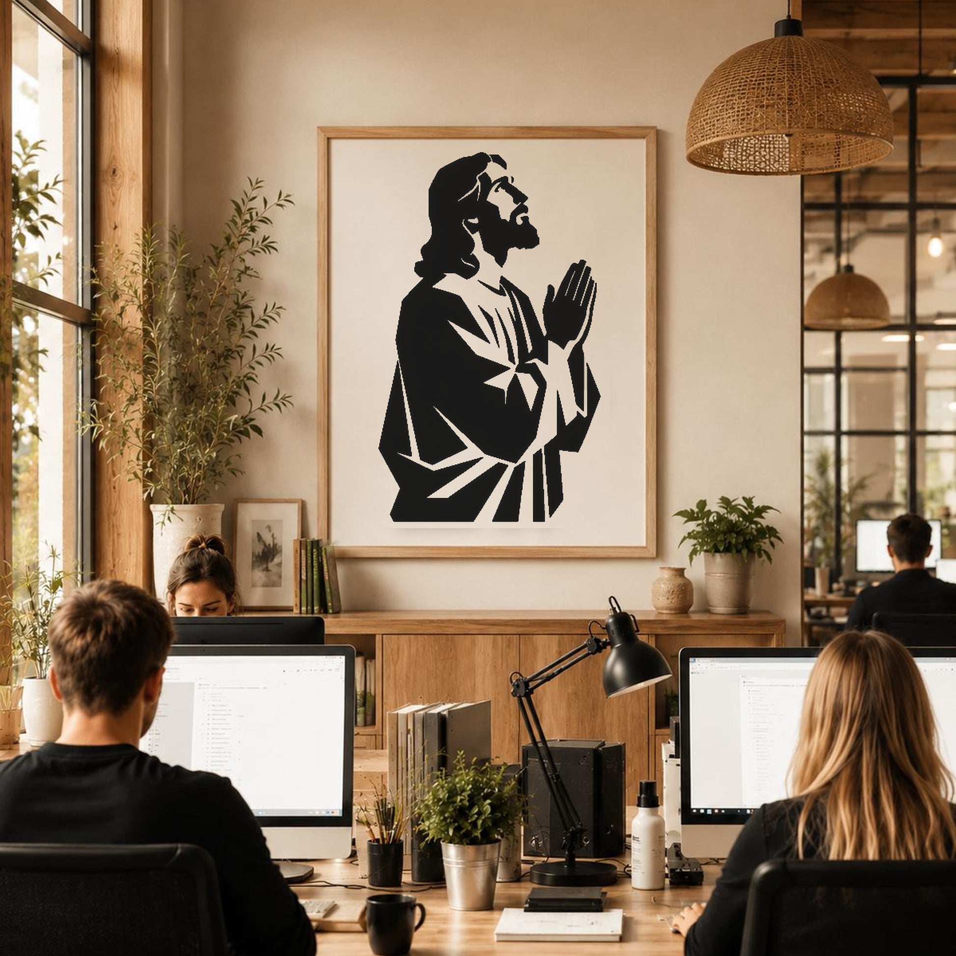 Person With Long Hair And Beard stencil photo 6