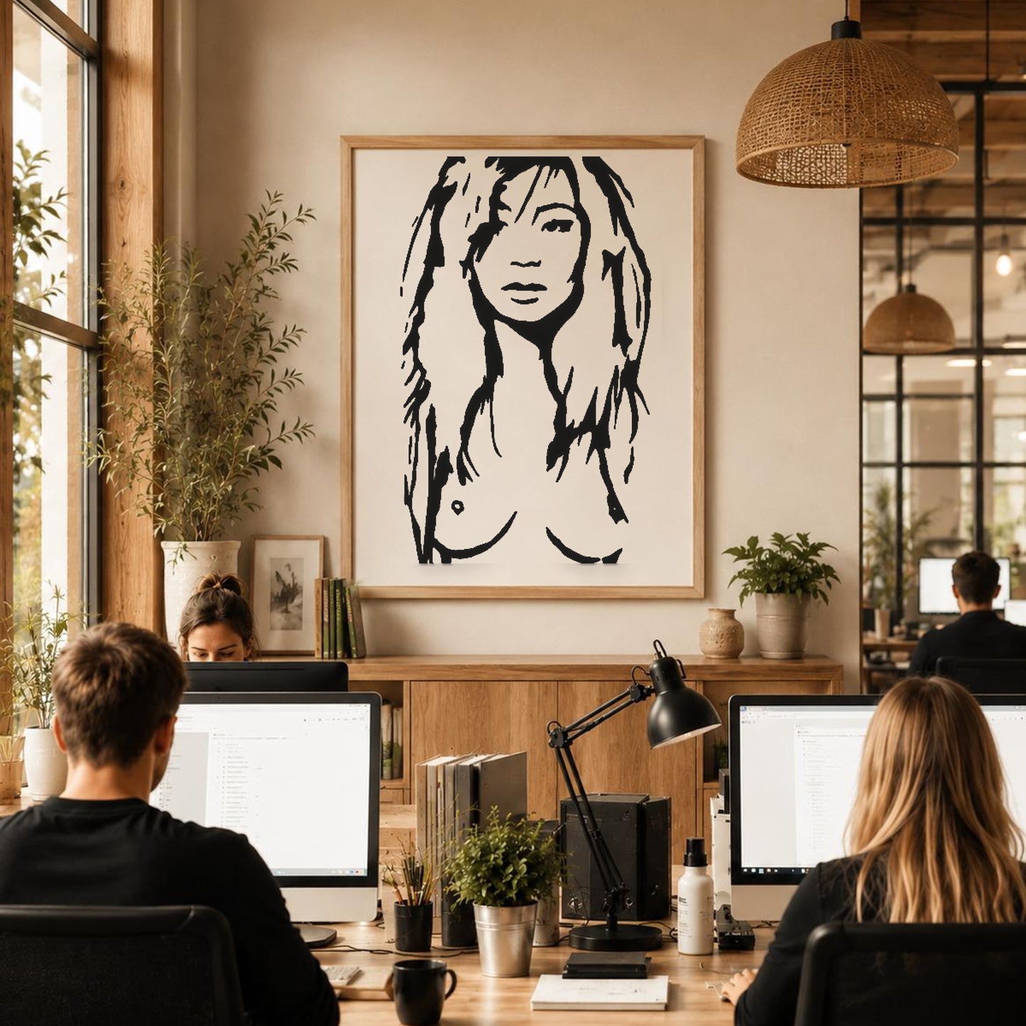 Person With Long Hair The Face stencil photo 6