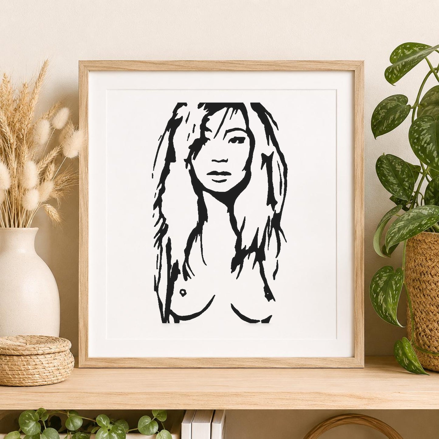 Person With Long Hair The Face stencil photo 2
