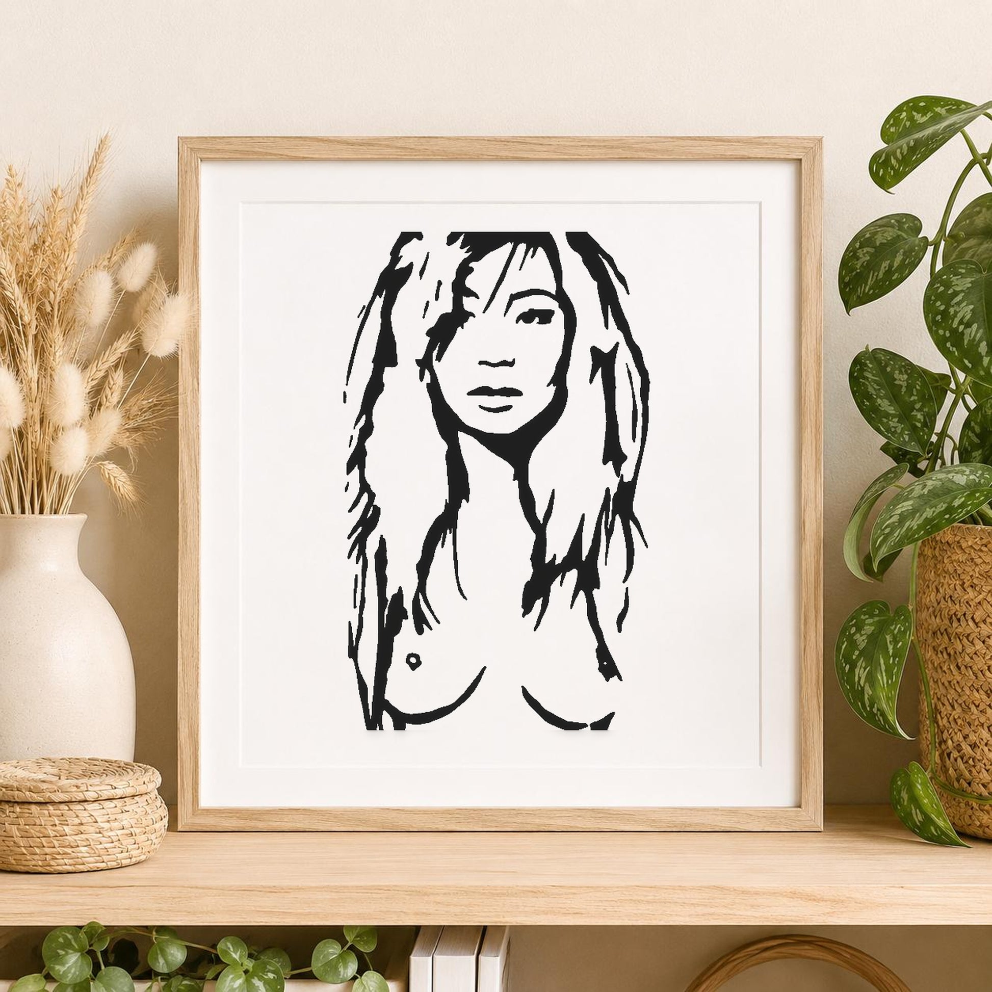 Person With Long Hair The Face stencil photo 2