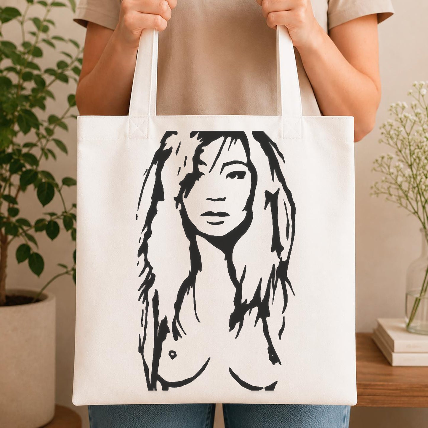 Person With Long Hair The Face stencil photo 4