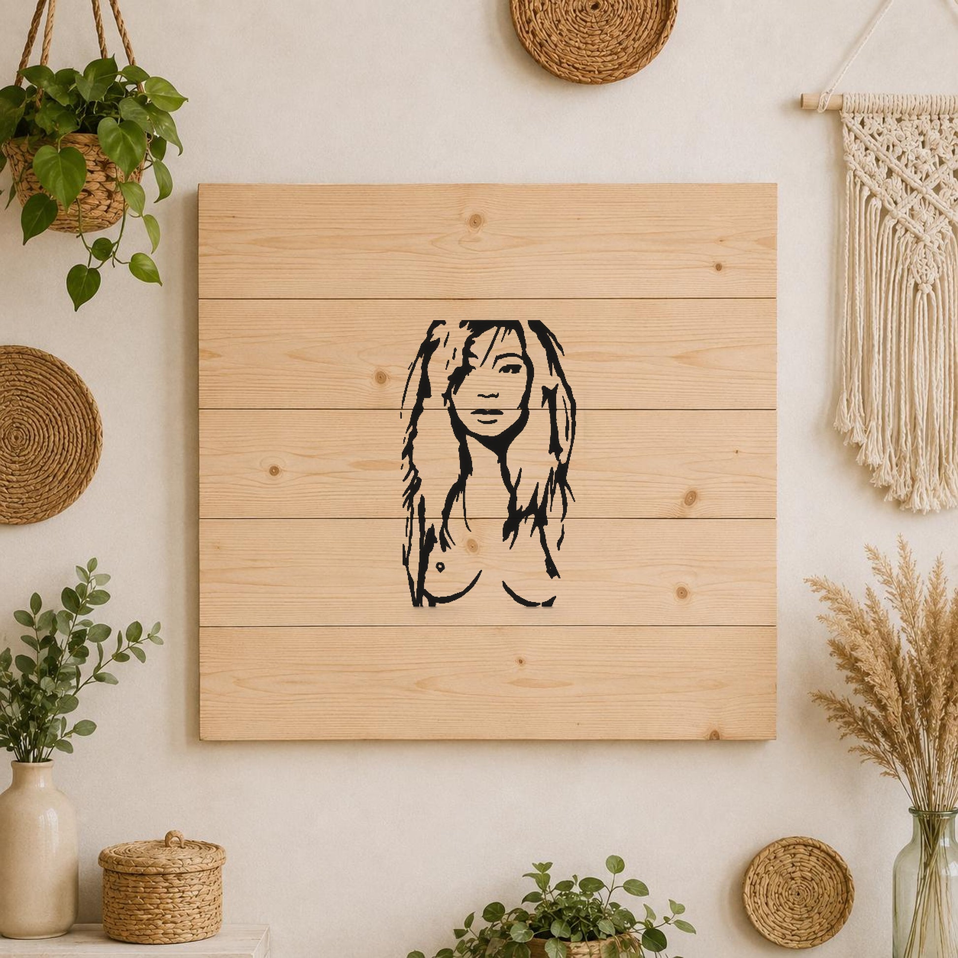 Person With Long Hair The Face stencil photo 3
